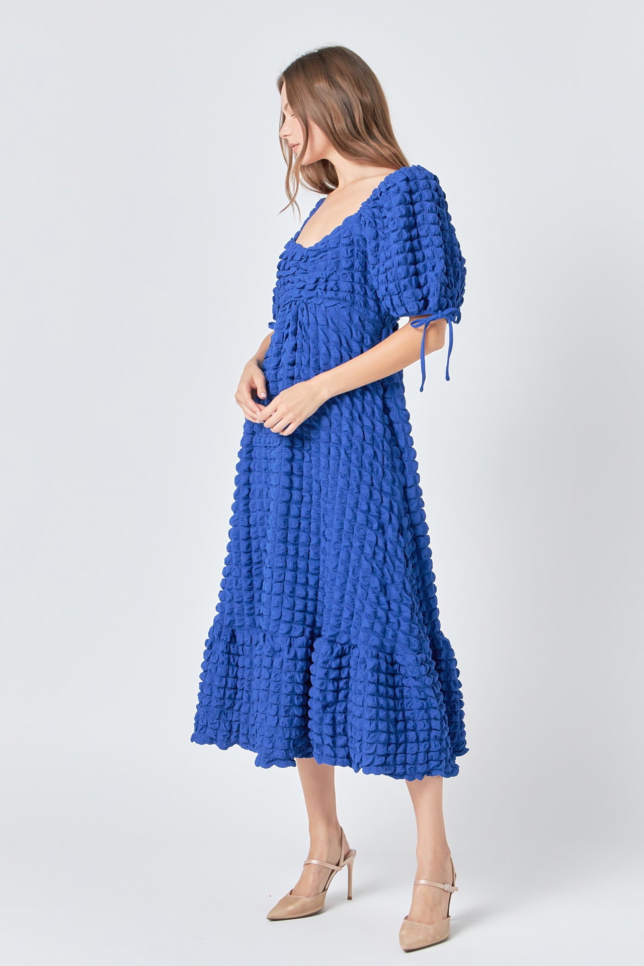 Bubble Puff Sleeve Maxi Dress