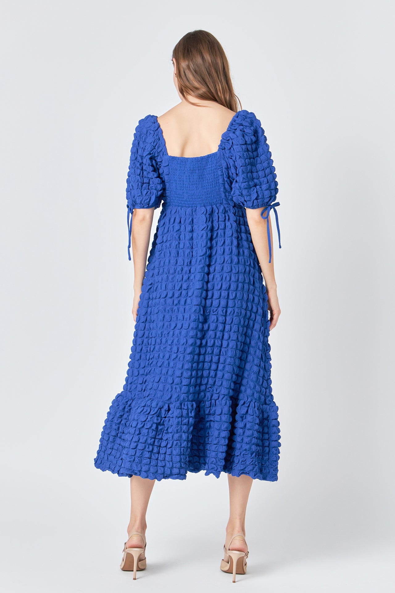 Bubble Puff Sleeve Maxi Dress