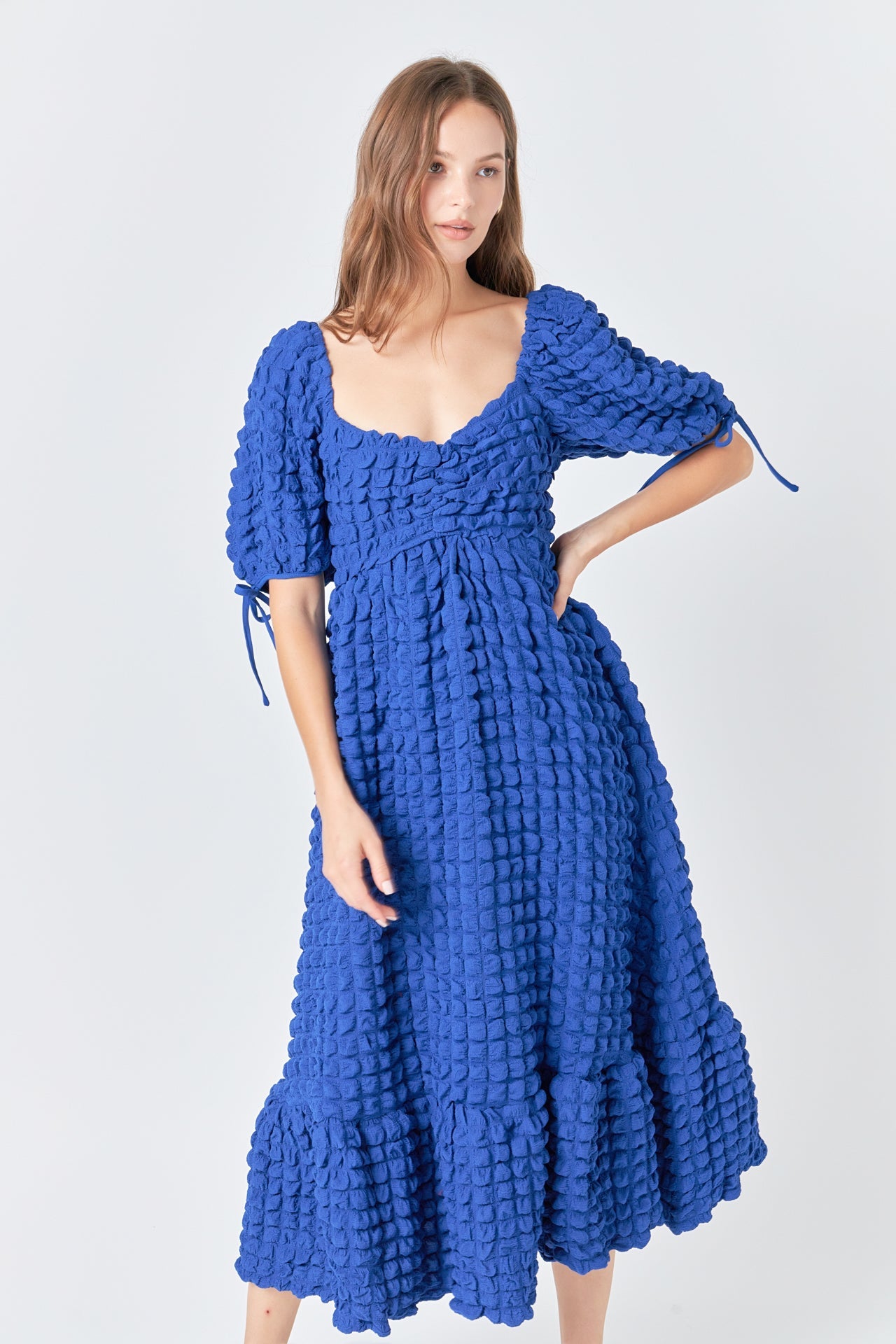 Bubble Puff Sleeve Maxi Dress