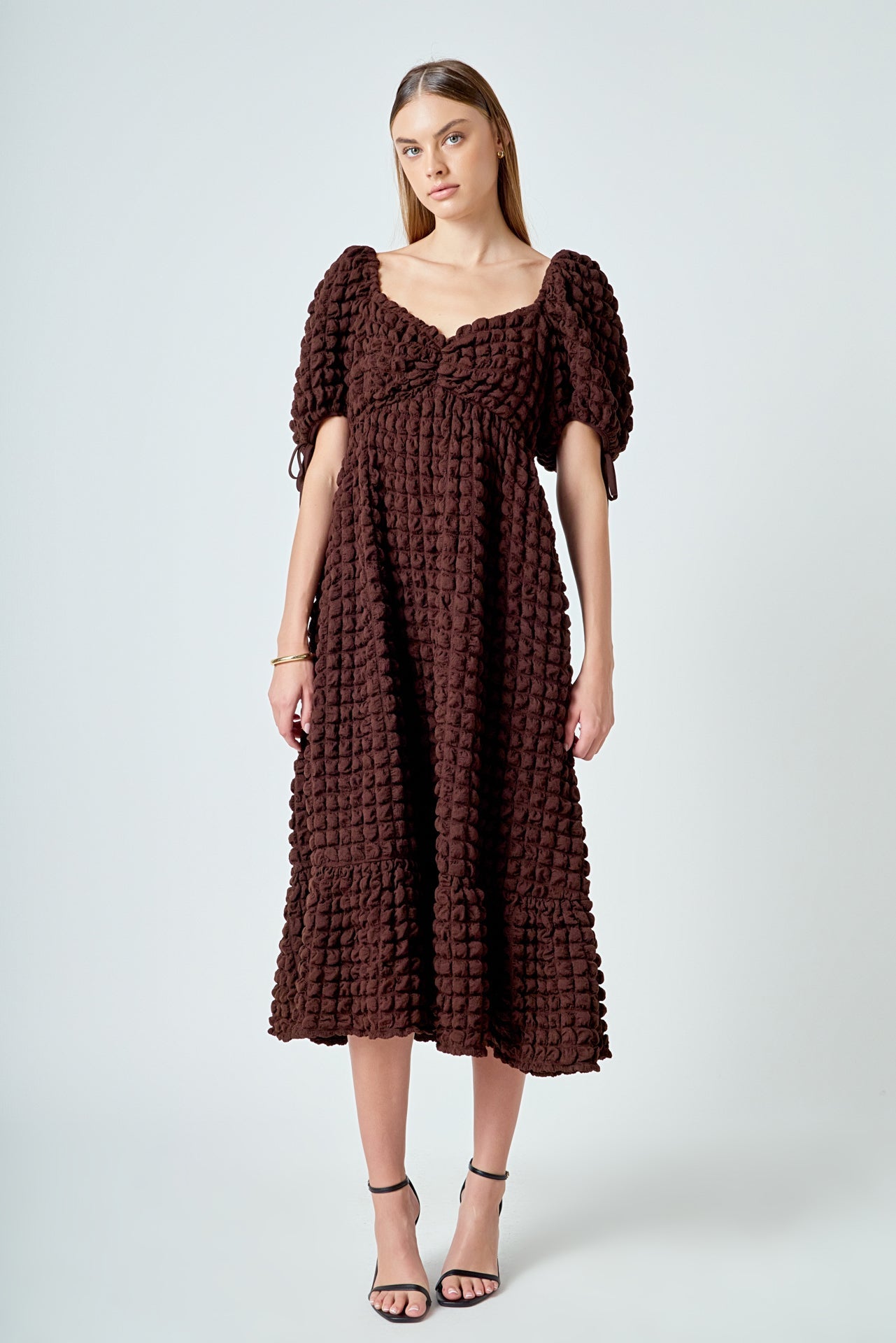 Bubble Puff Sleeve Maxi Dress