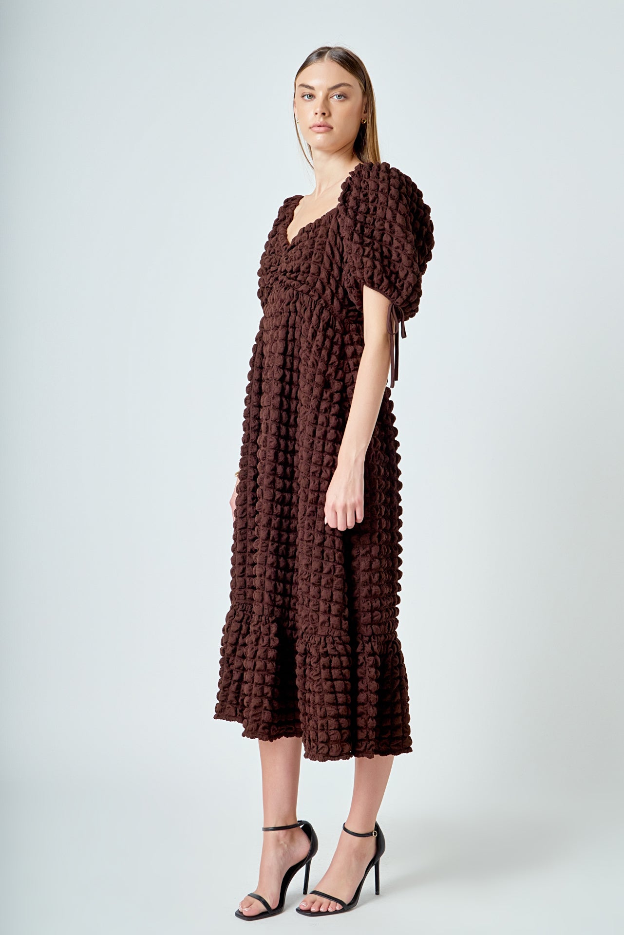 Bubble Puff Sleeve Maxi Dress