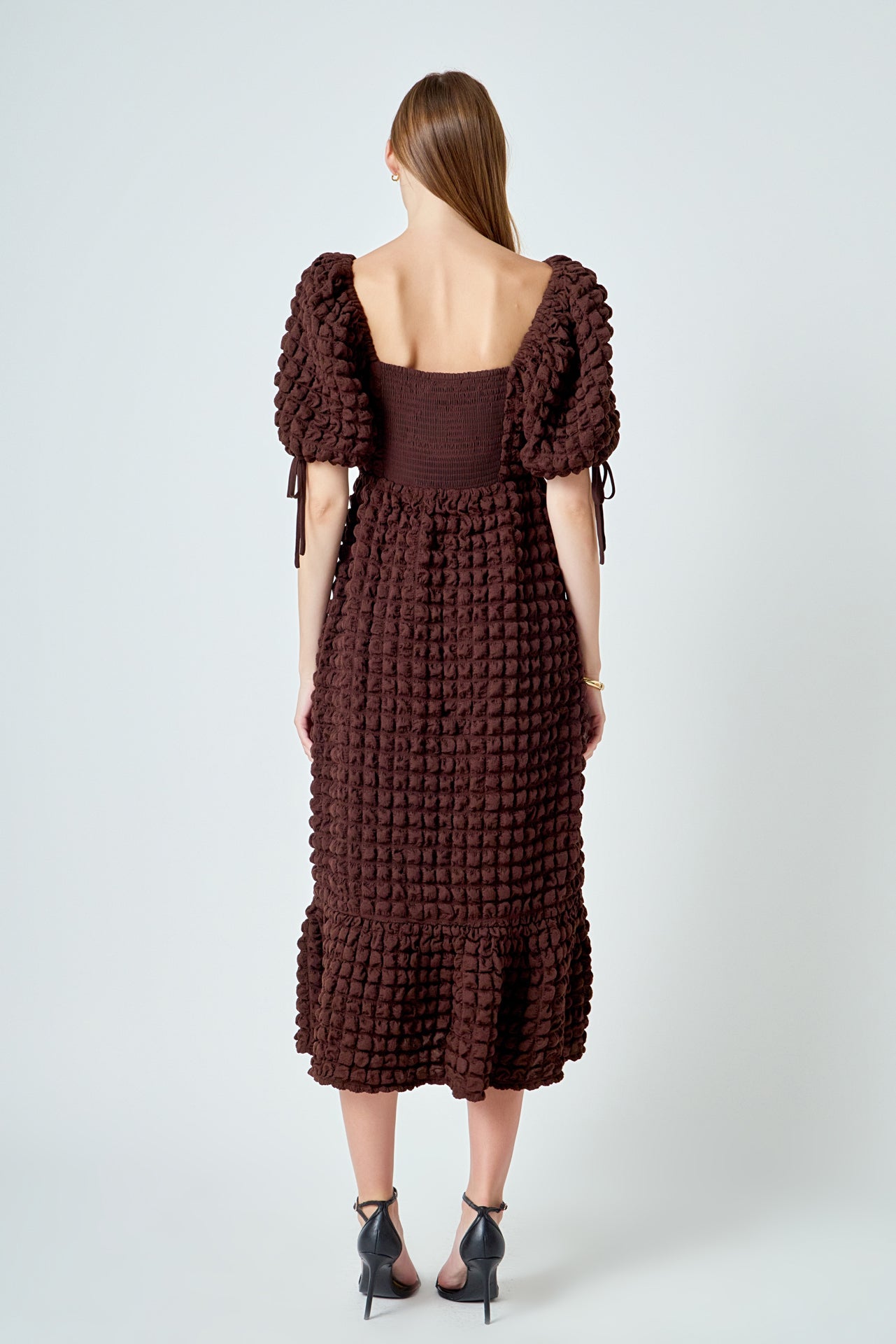 Bubble Puff Sleeve Maxi Dress