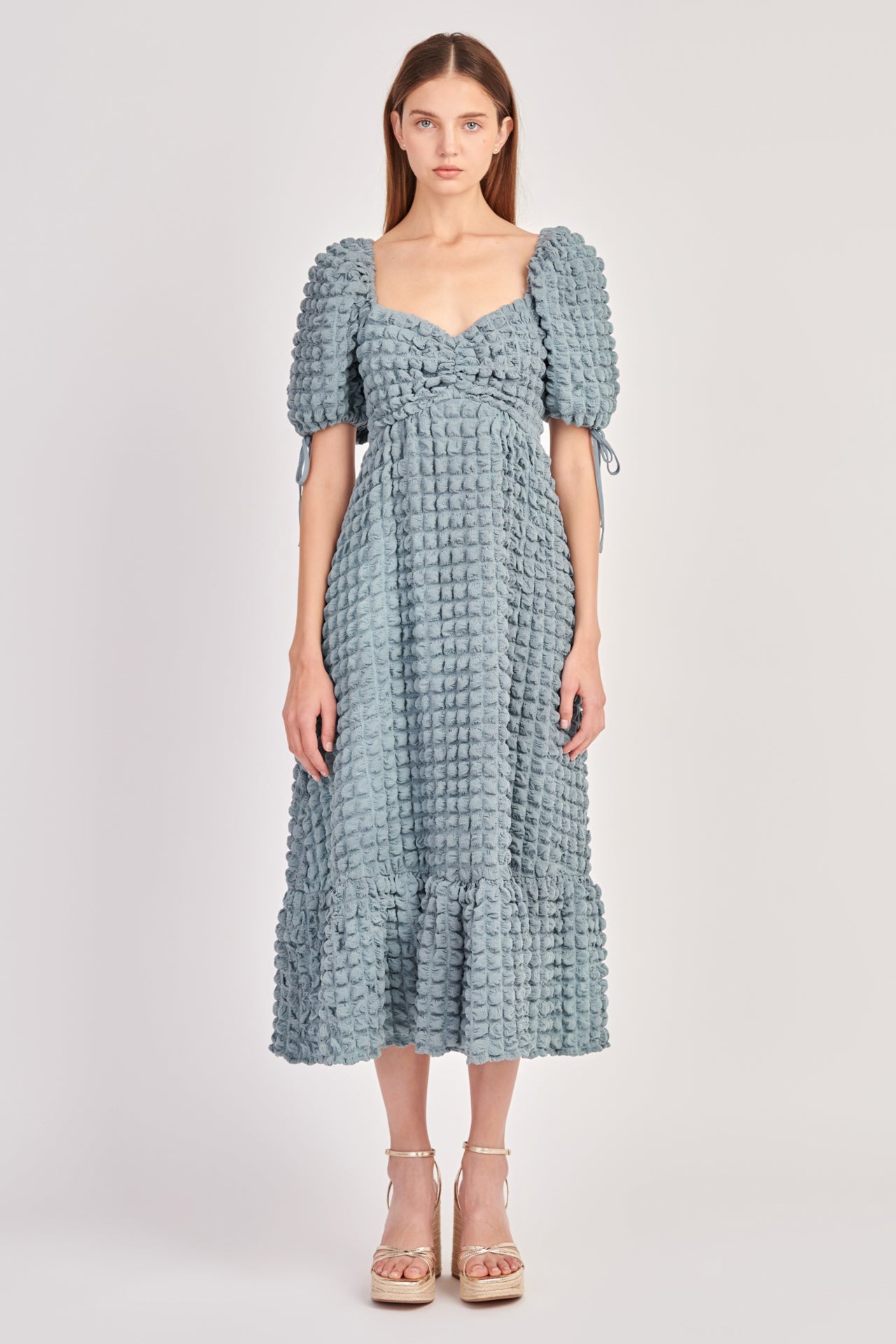 Bubble Puff Sleeve Maxi Dress