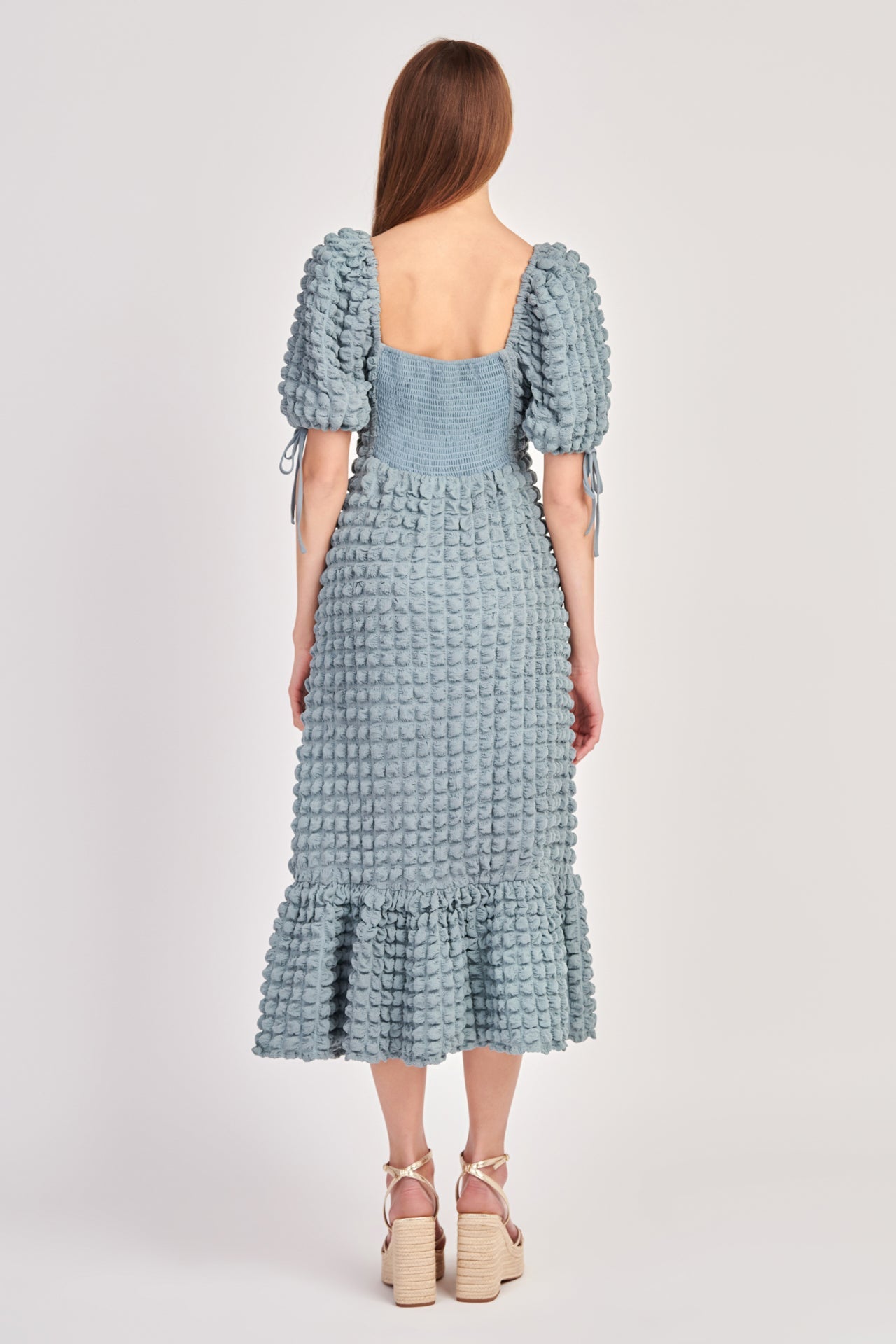 Bubble Puff Sleeve Maxi Dress