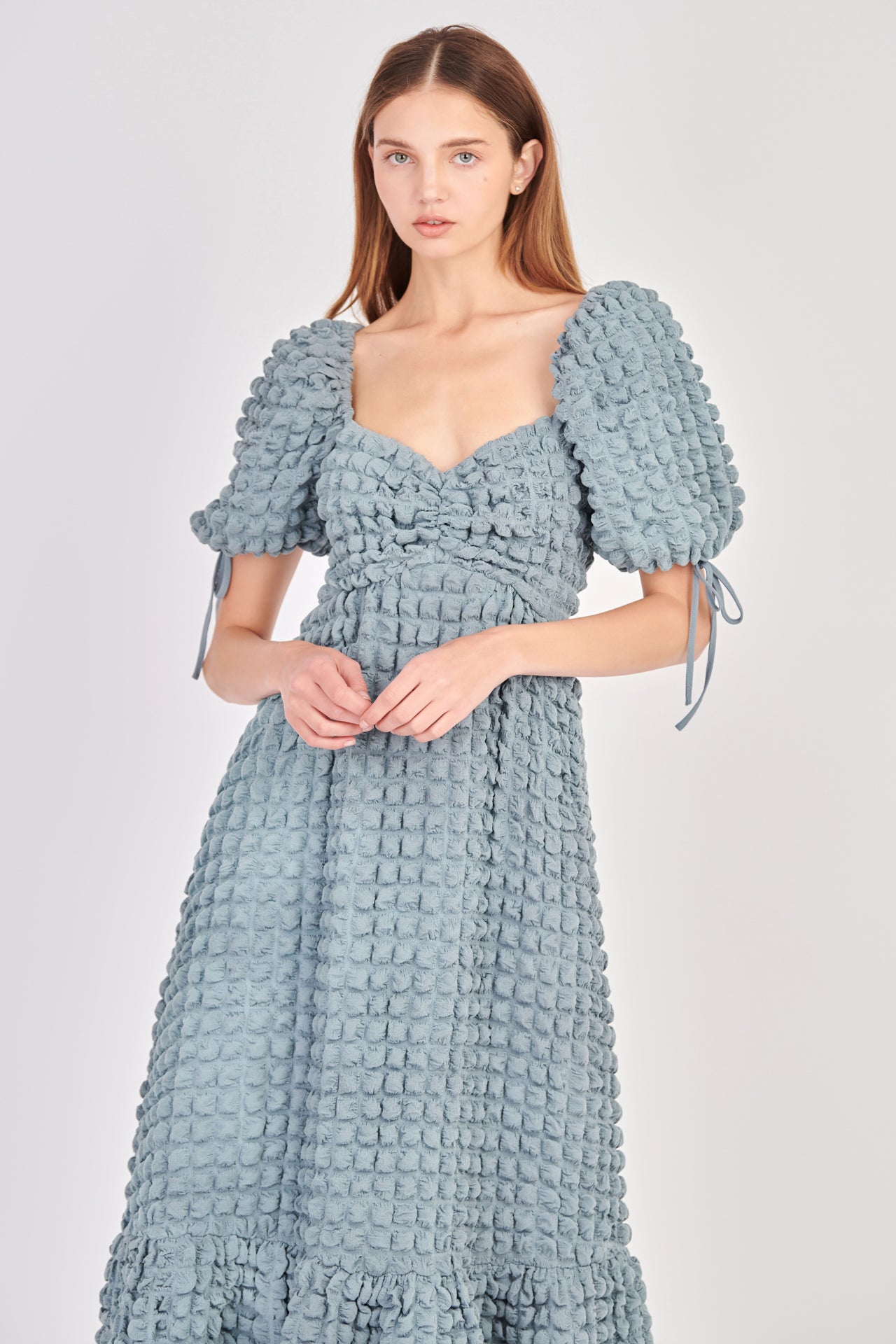 Bubble Puff Sleeve Maxi Dress