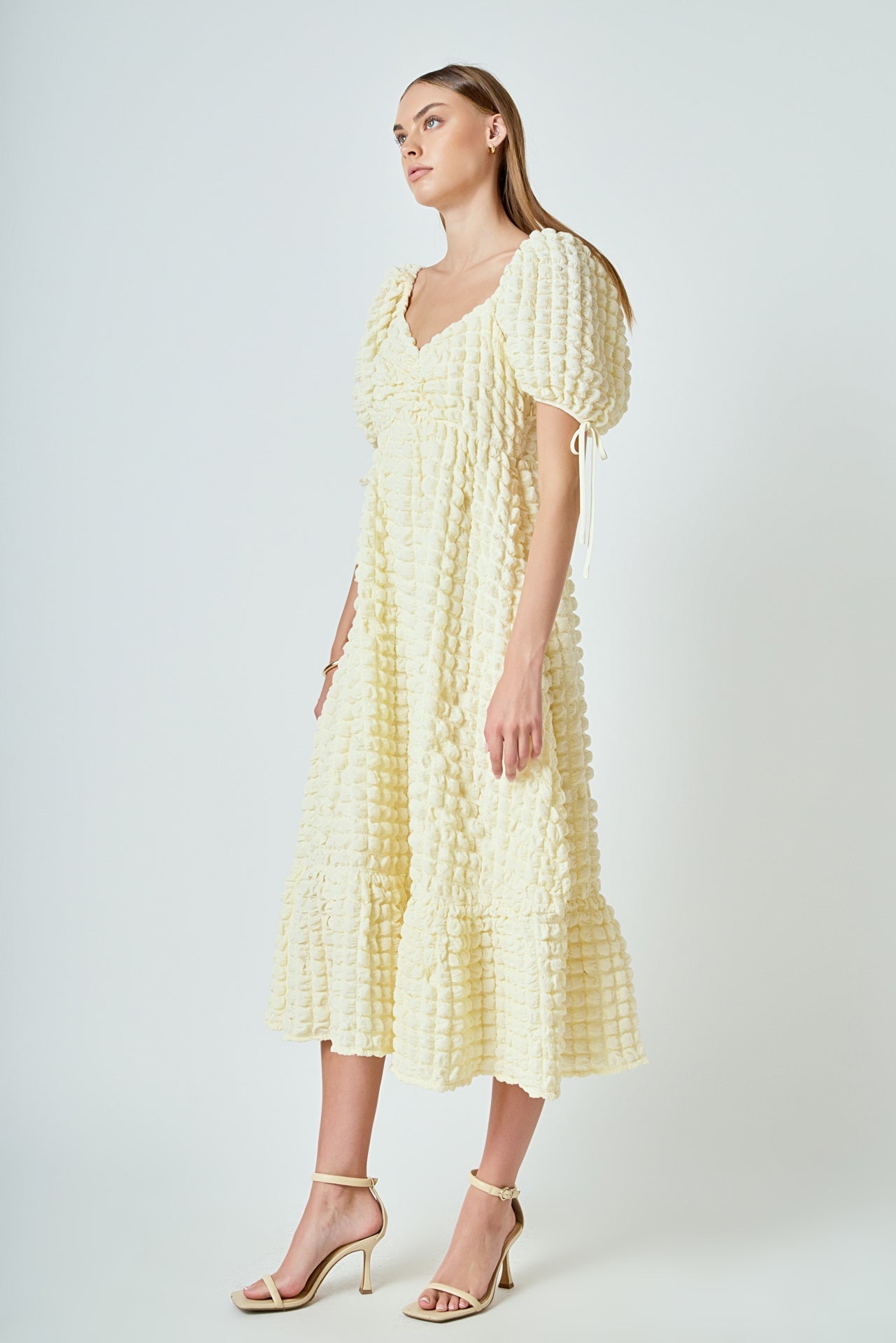 Bubble Puff Sleeve Maxi Dress