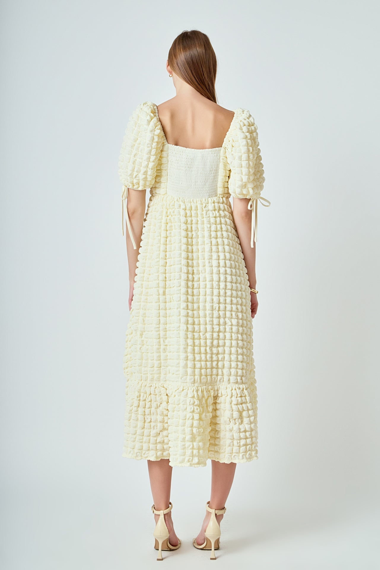 Bubble Puff Sleeve Maxi Dress