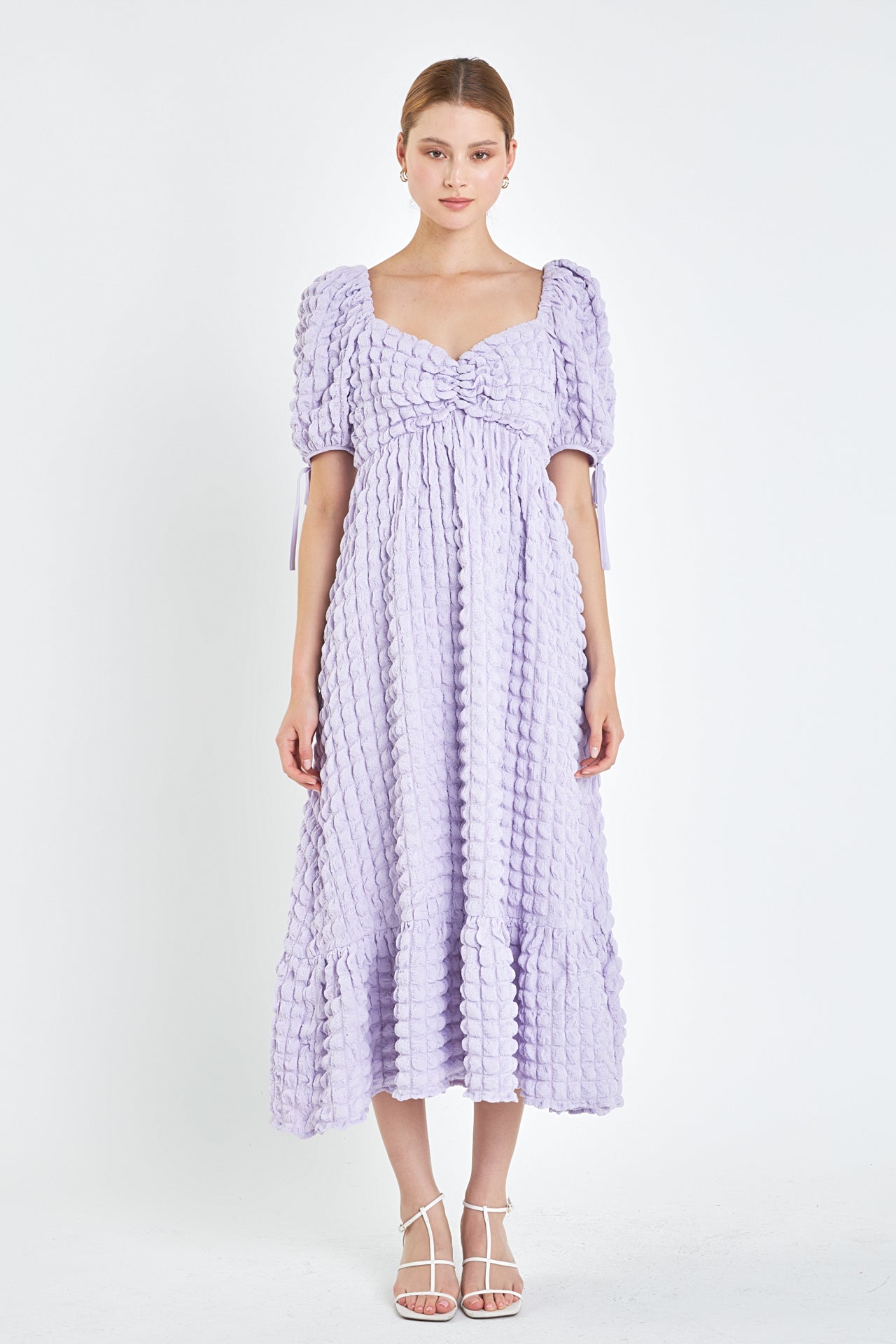 Bubble Puff Sleeve Maxi Dress