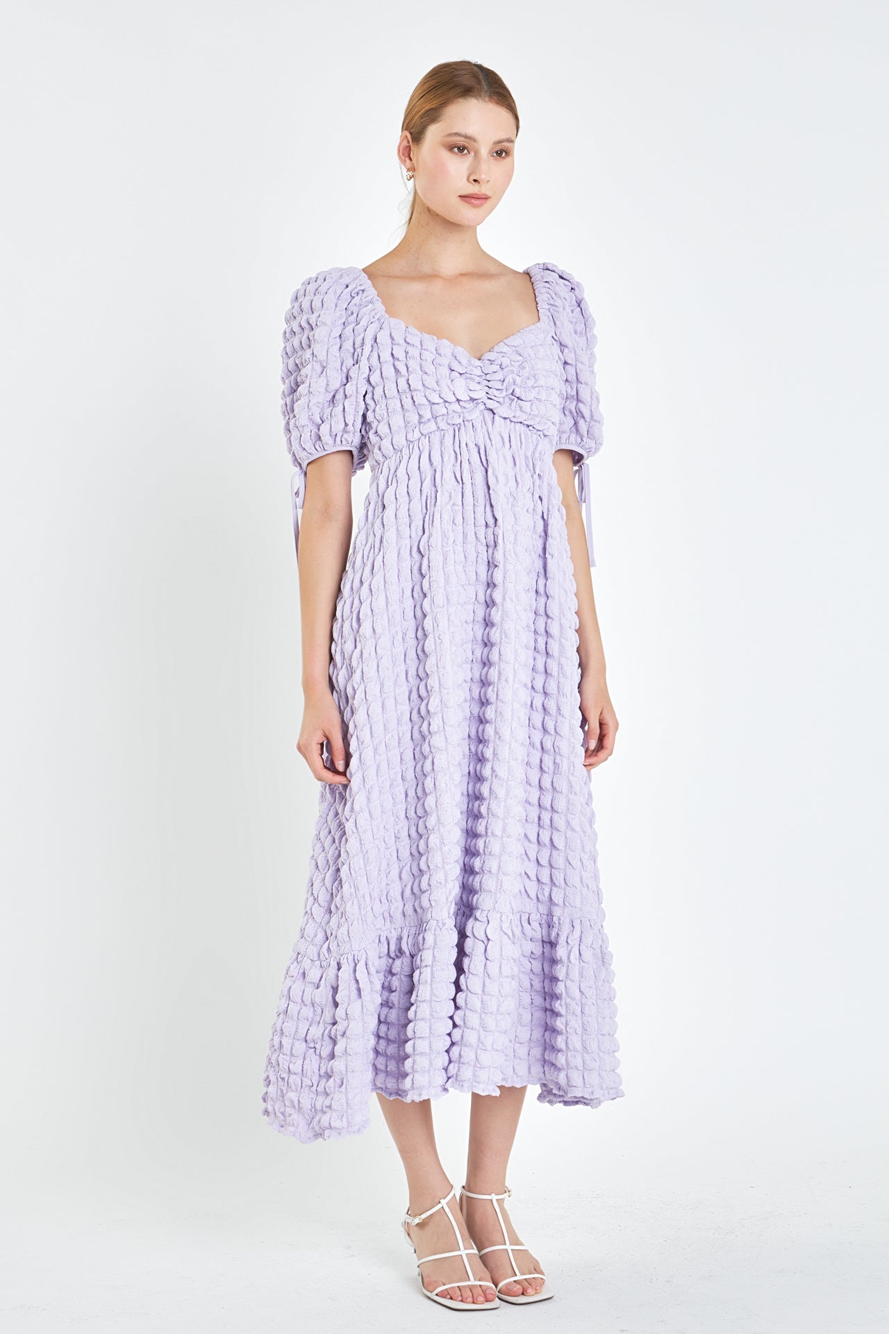 Bubble Puff Sleeve Maxi Dress