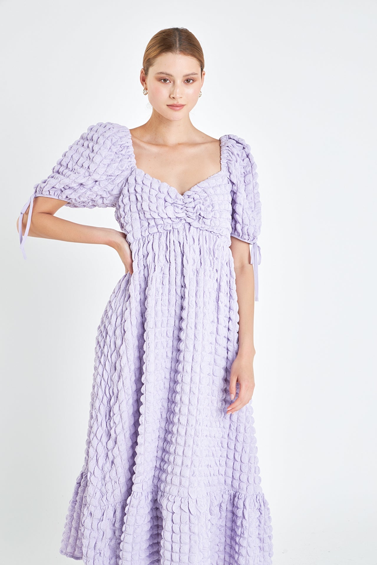 Bubble Puff Sleeve Maxi Dress