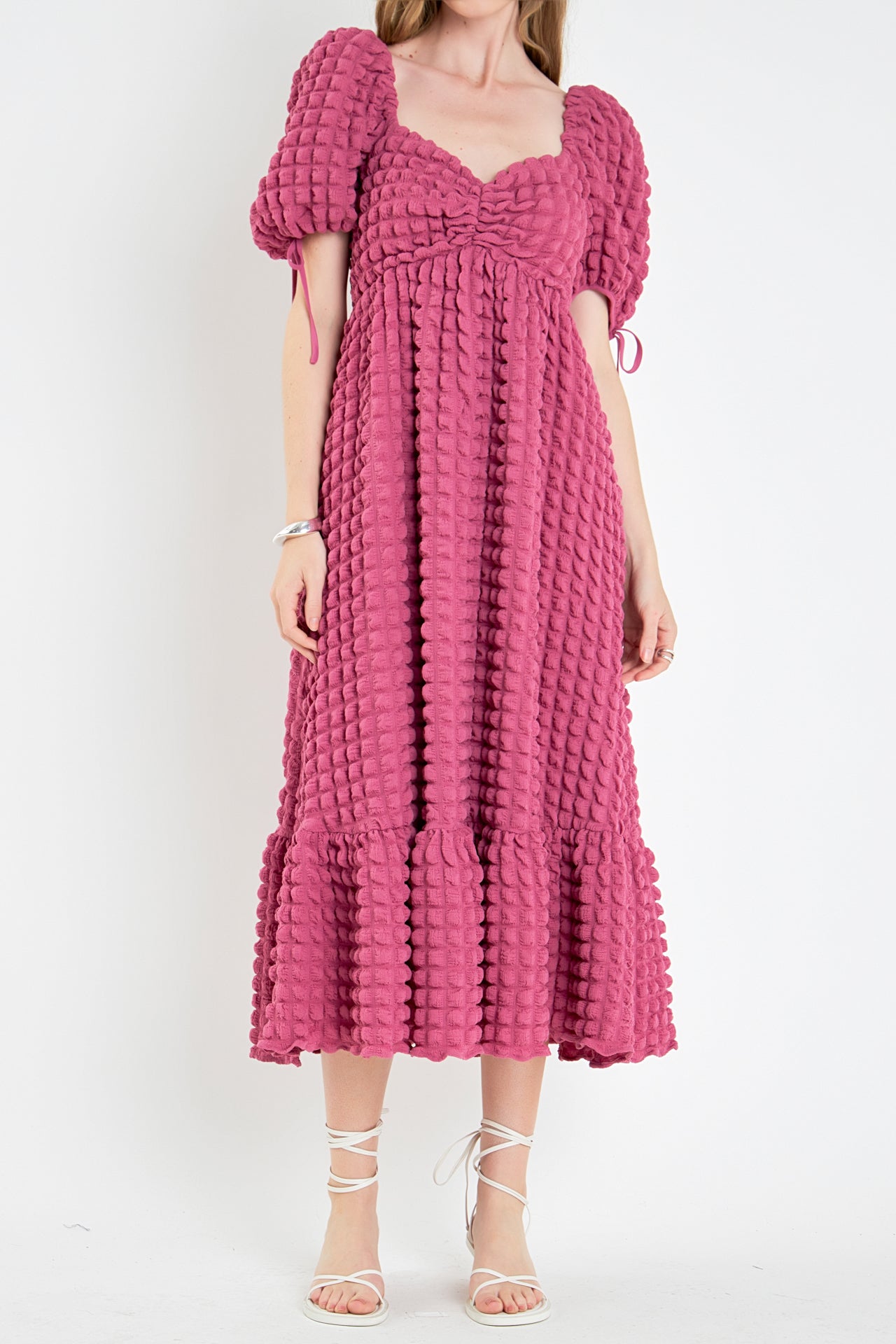 Bubble Puff Sleeve Maxi Dress