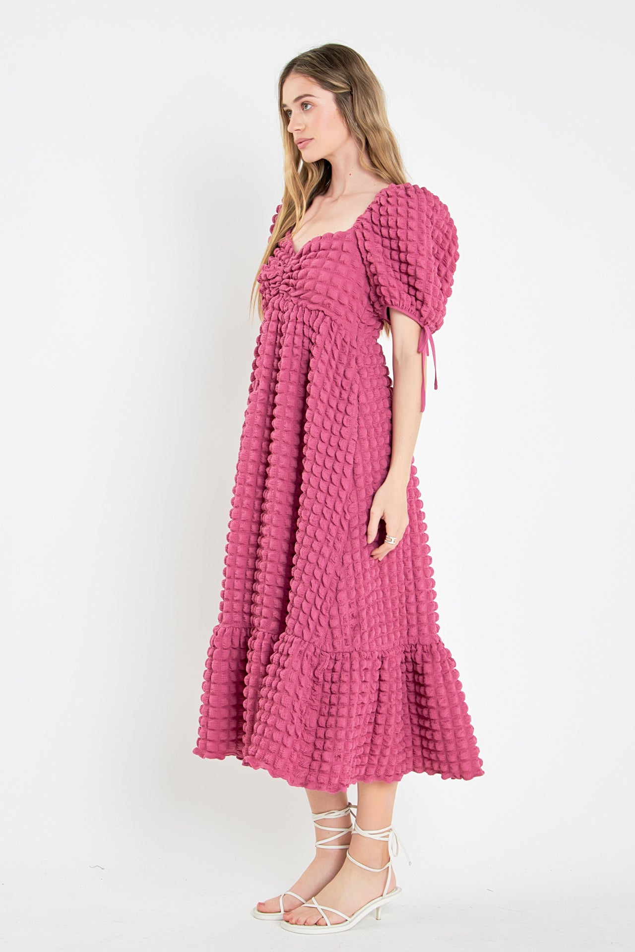 Bubble Puff Sleeve Maxi Dress