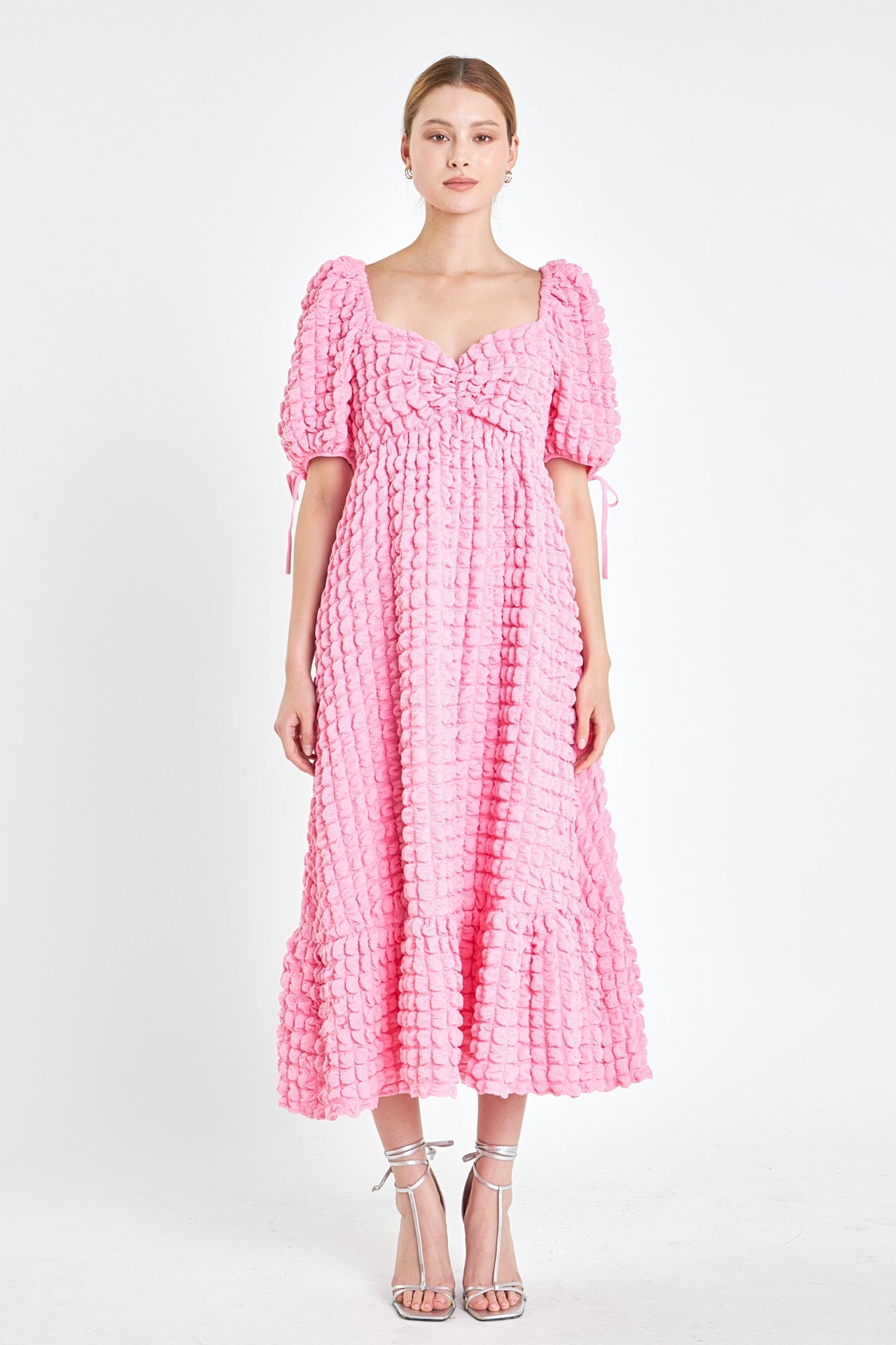 Bubble Puff Sleeve Maxi Dress