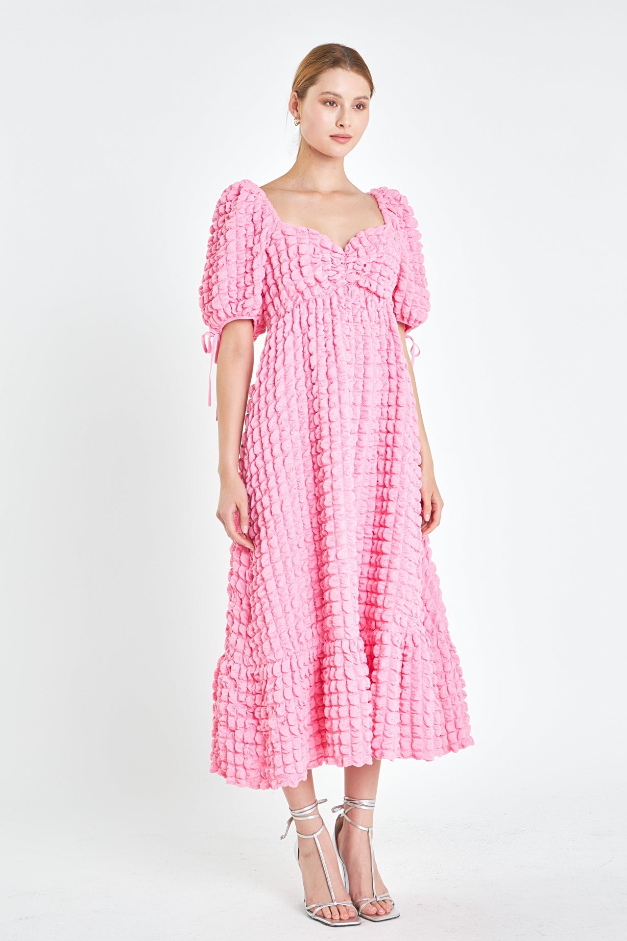 Bubble Puff Sleeve Maxi Dress