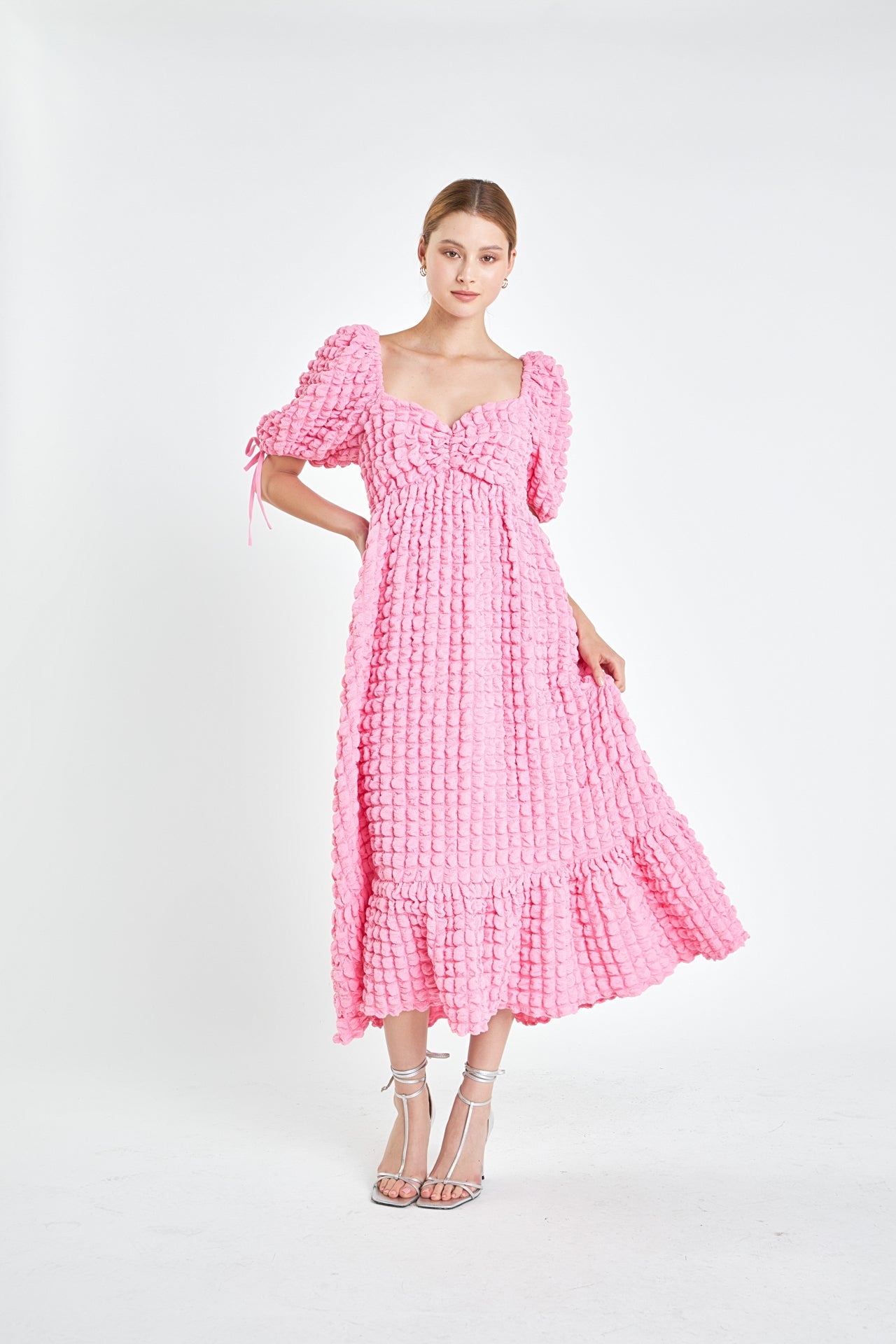 Bubble Puff Sleeve Maxi Dress