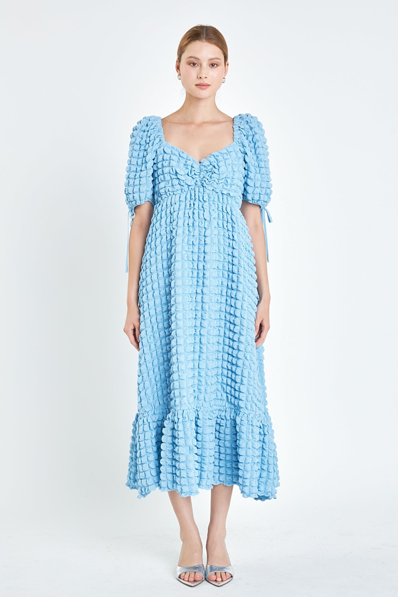 Bubble Puff Sleeve Maxi Dress