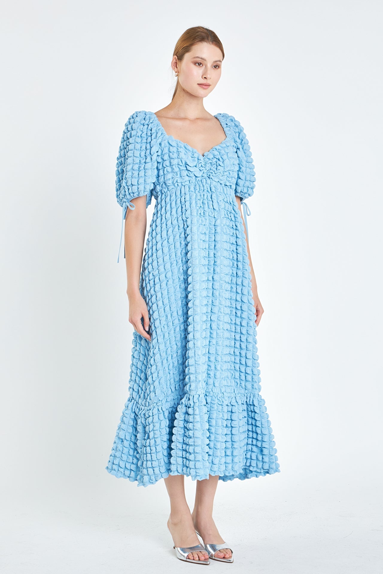 Bubble Puff Sleeve Maxi Dress