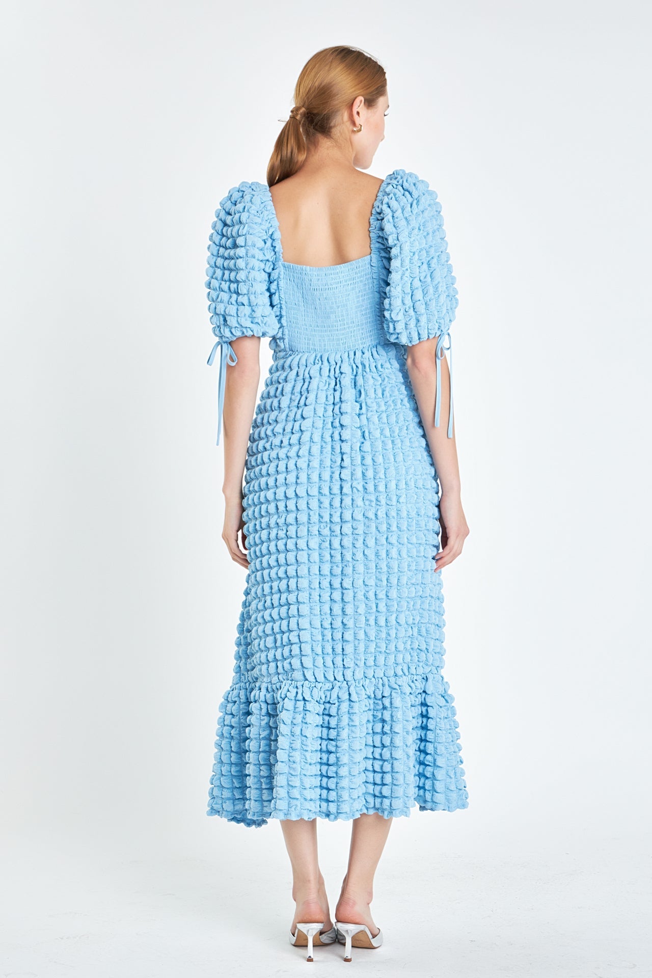 Bubble Puff Sleeve Maxi Dress