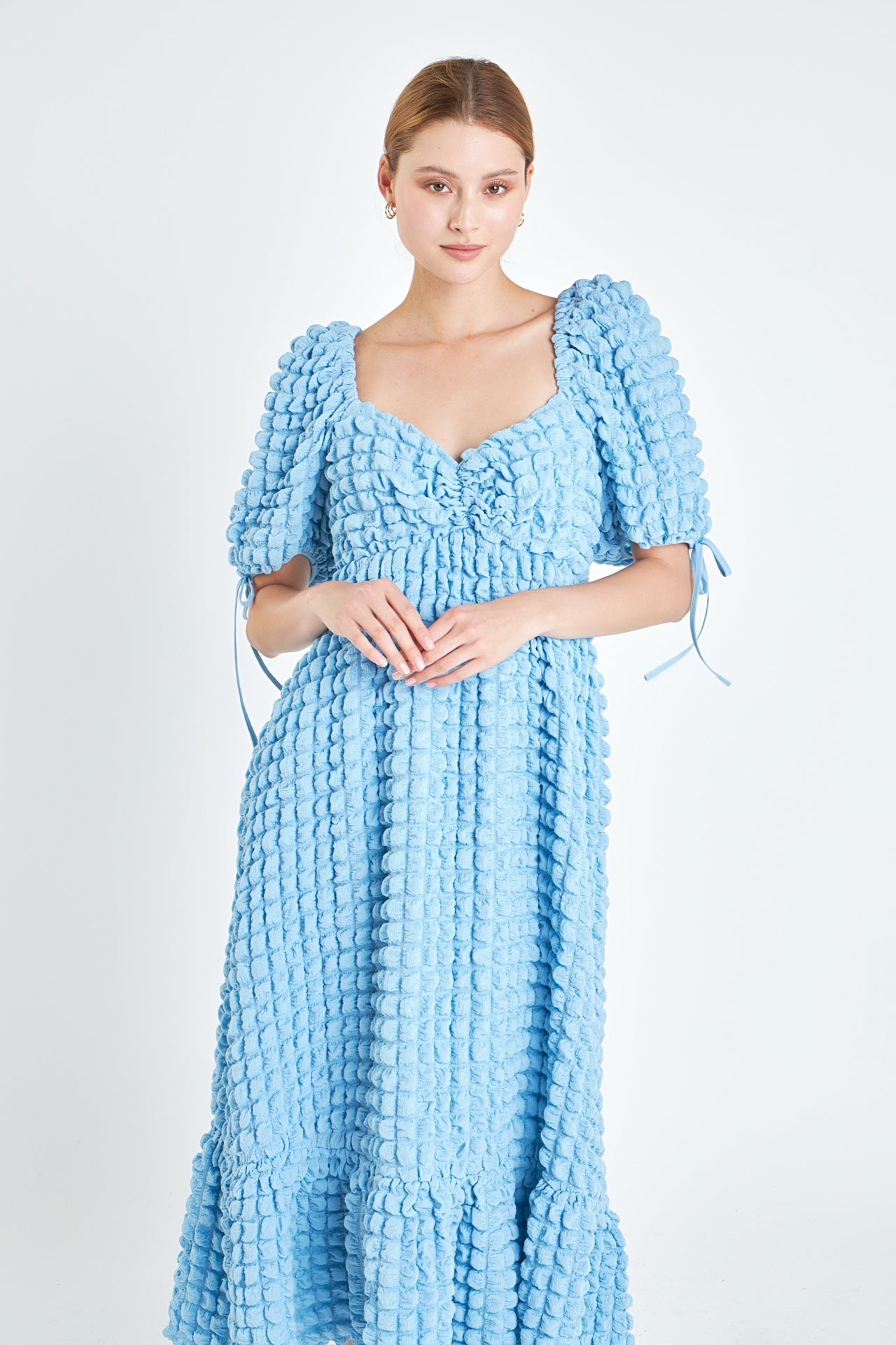 Bubble Puff Sleeve Maxi Dress