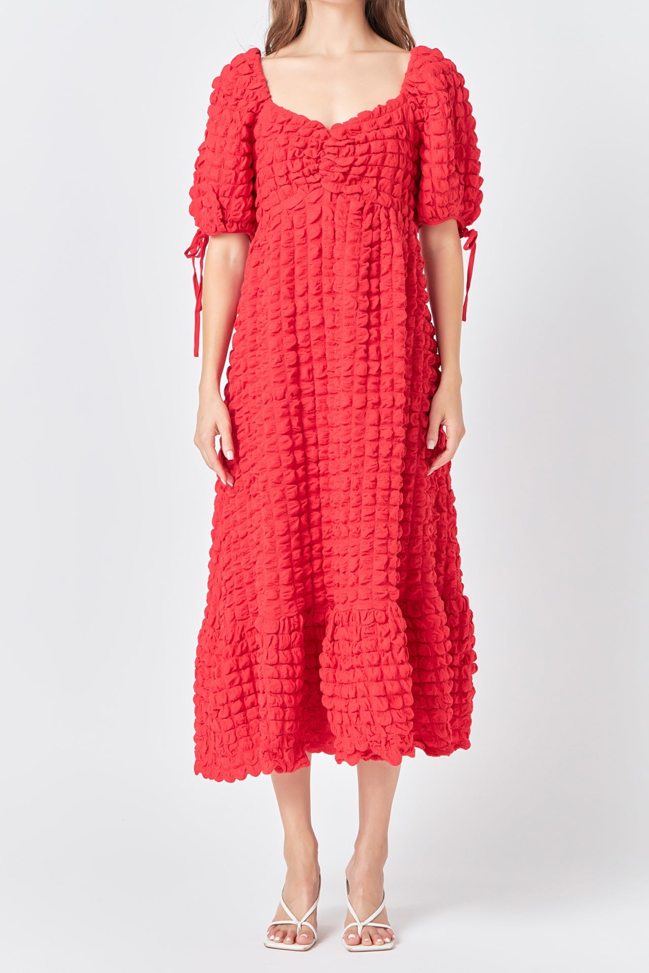 Bubble Puff Sleeve Maxi Dress