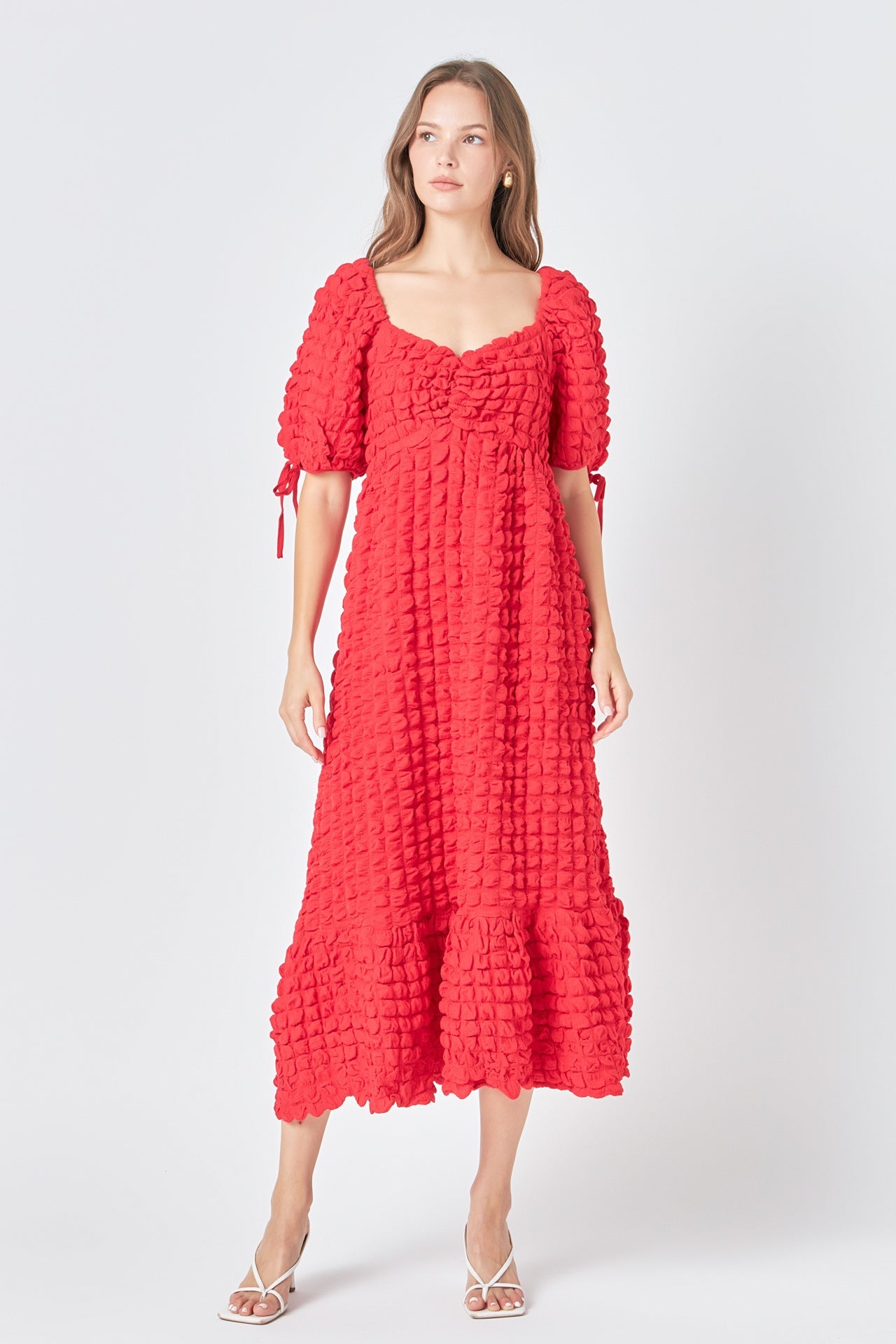 Bubble Puff Sleeve Maxi Dress