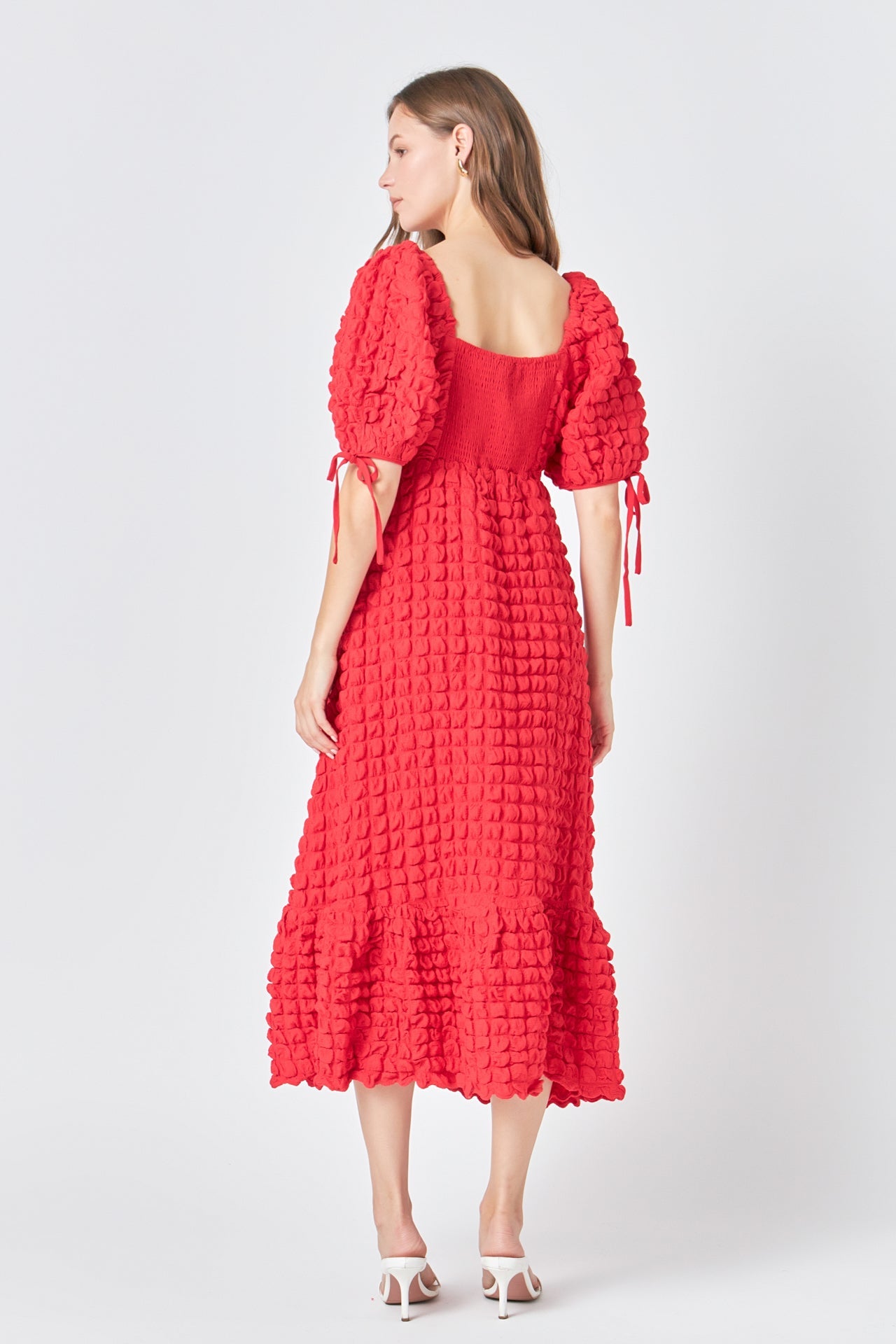 Bubble Puff Sleeve Maxi Dress