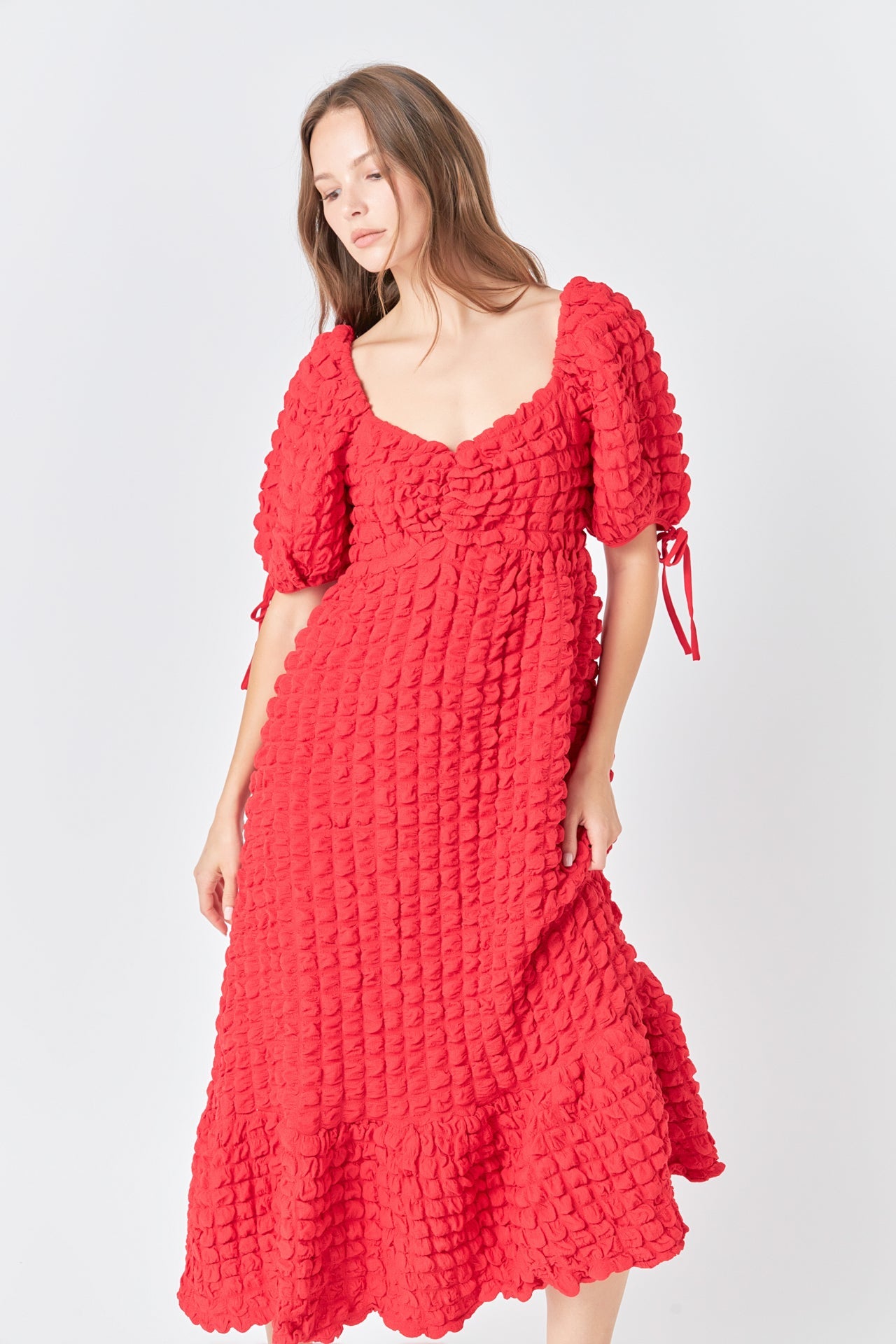 Bubble Puff Sleeve Maxi Dress