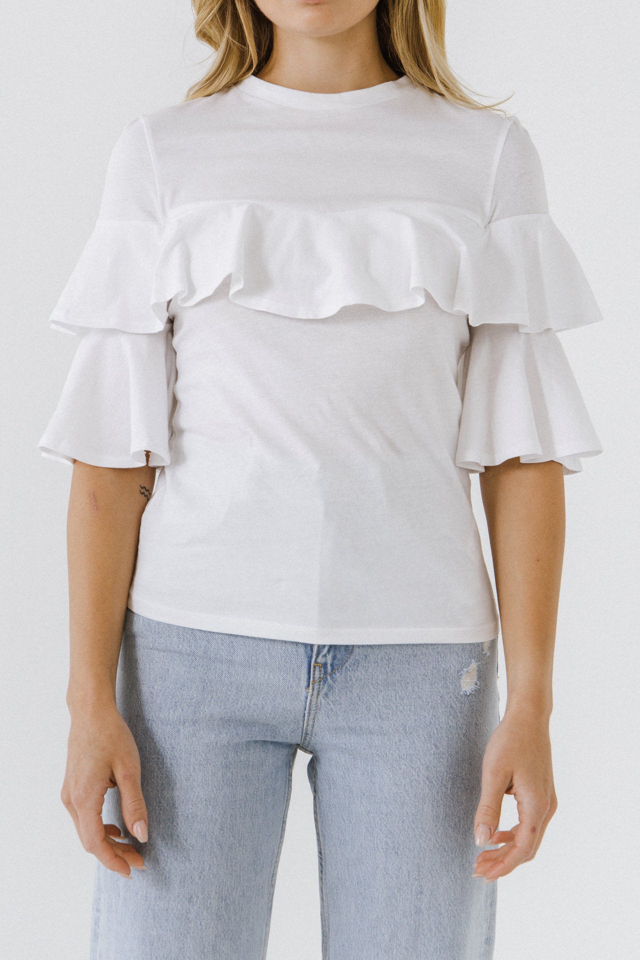 Ruffle Sleeve T-Shirt