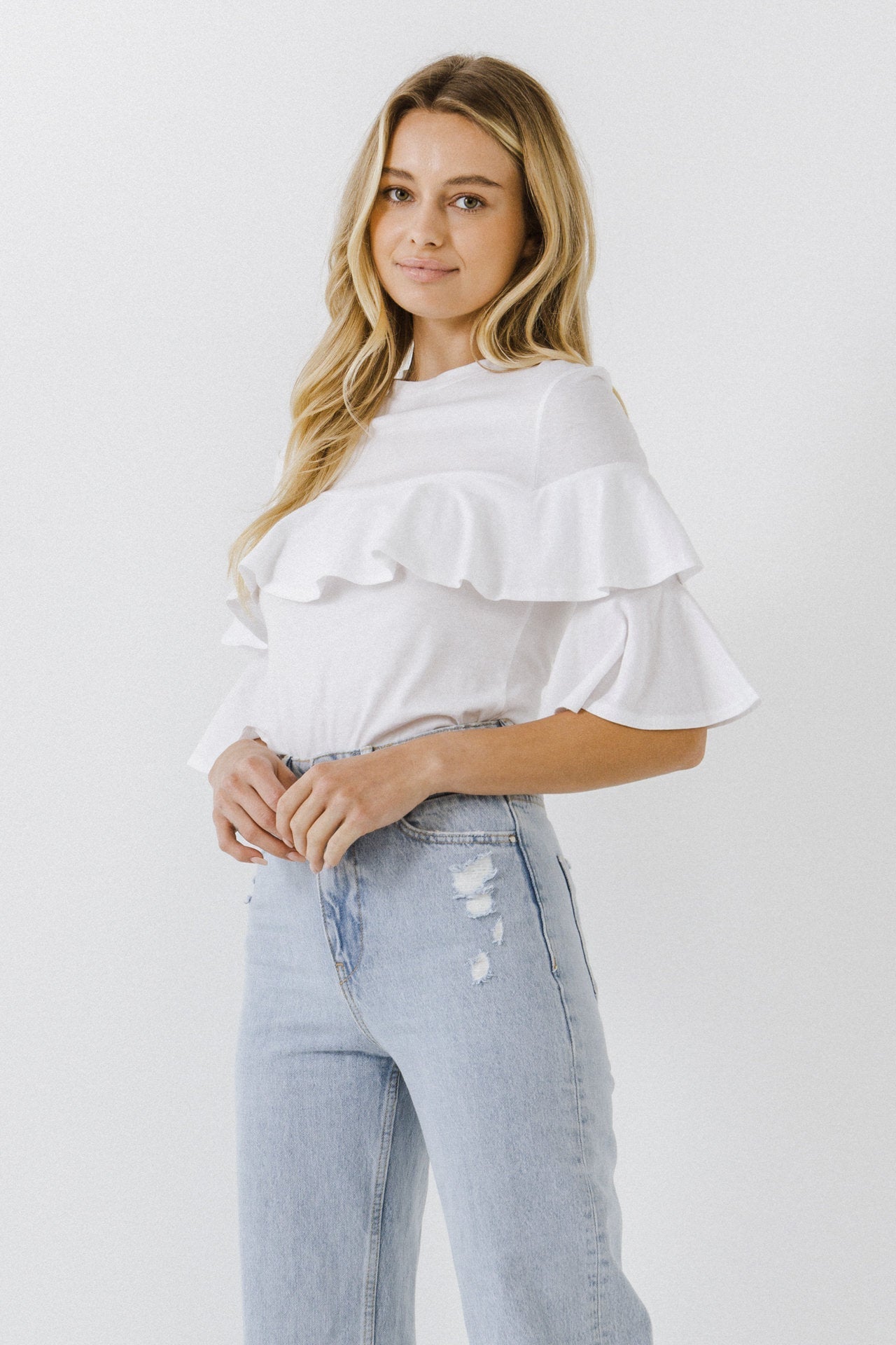 Ruffle Sleeve T-Shirt
