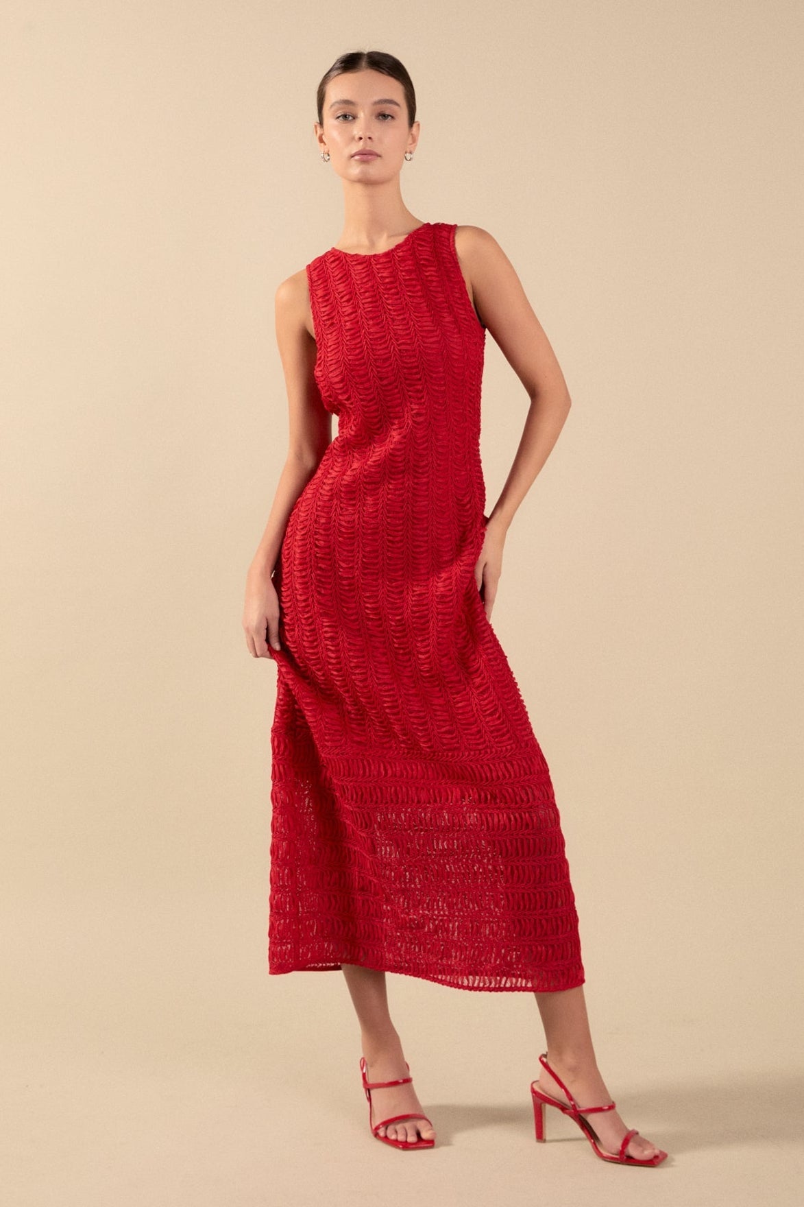 Chloe Textured Sleeveless Midi Dress