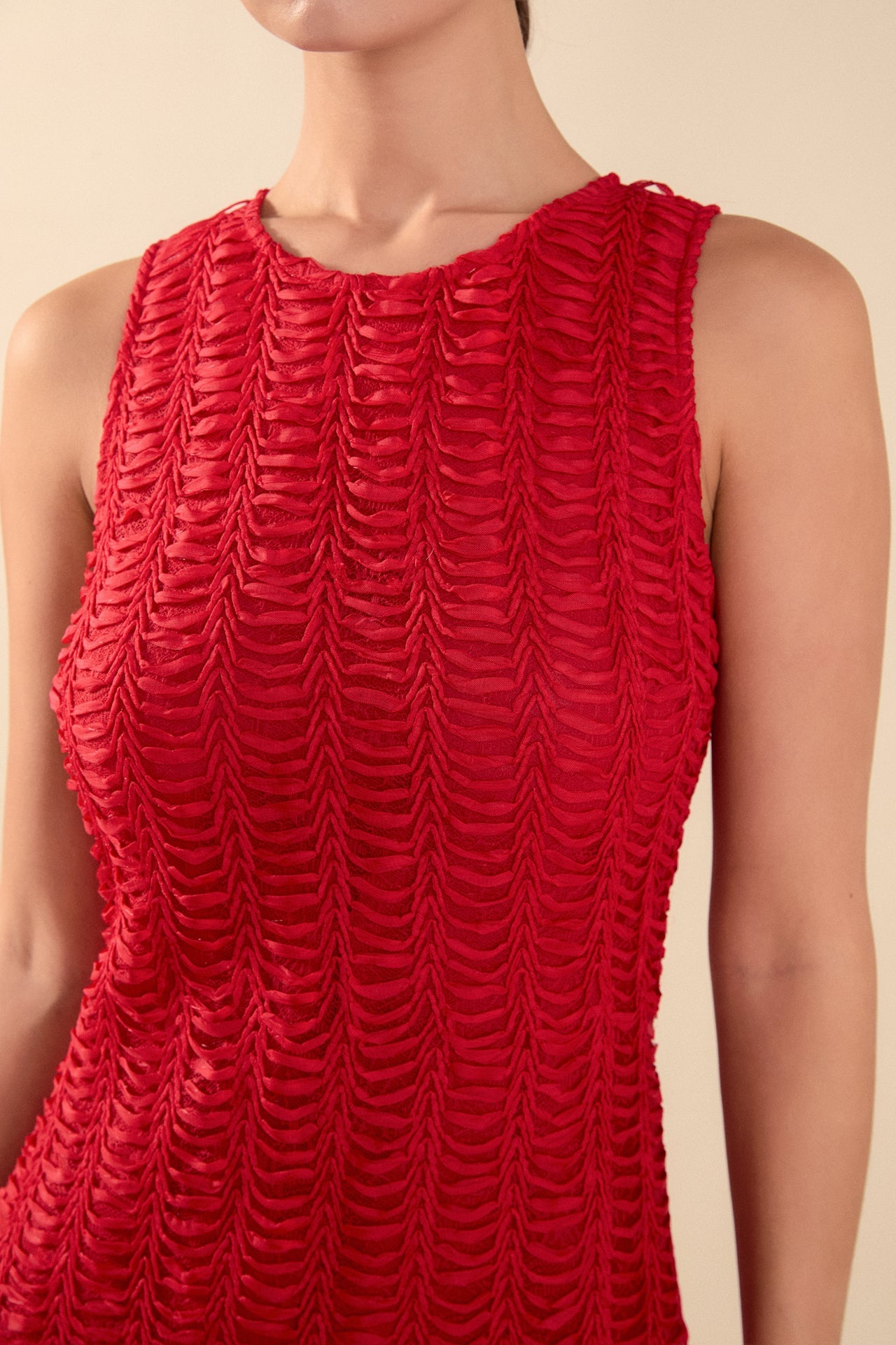 Chloe Textured Sleeveless Midi Dress