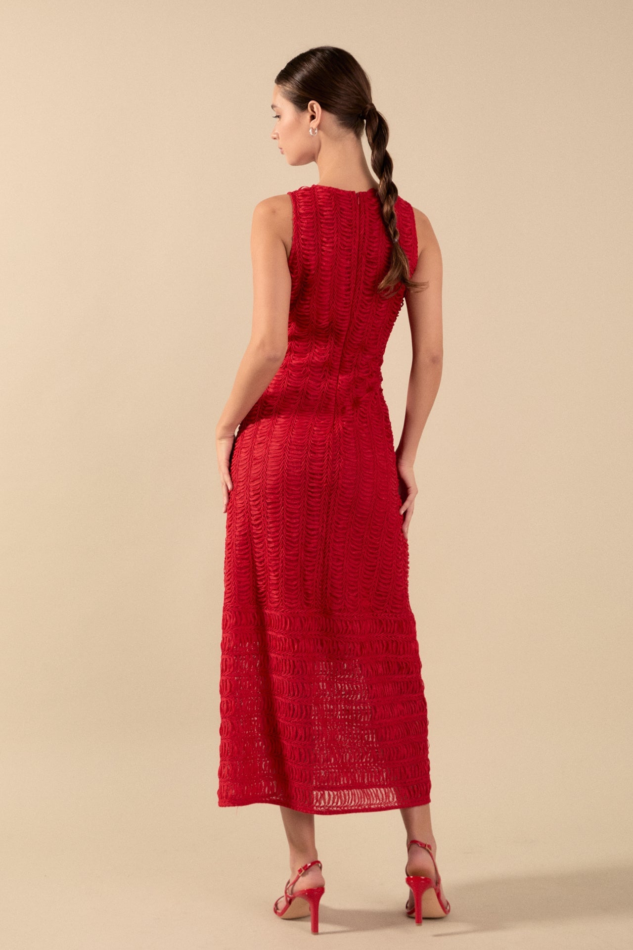 Chloe Textured Sleeveless Midi Dress