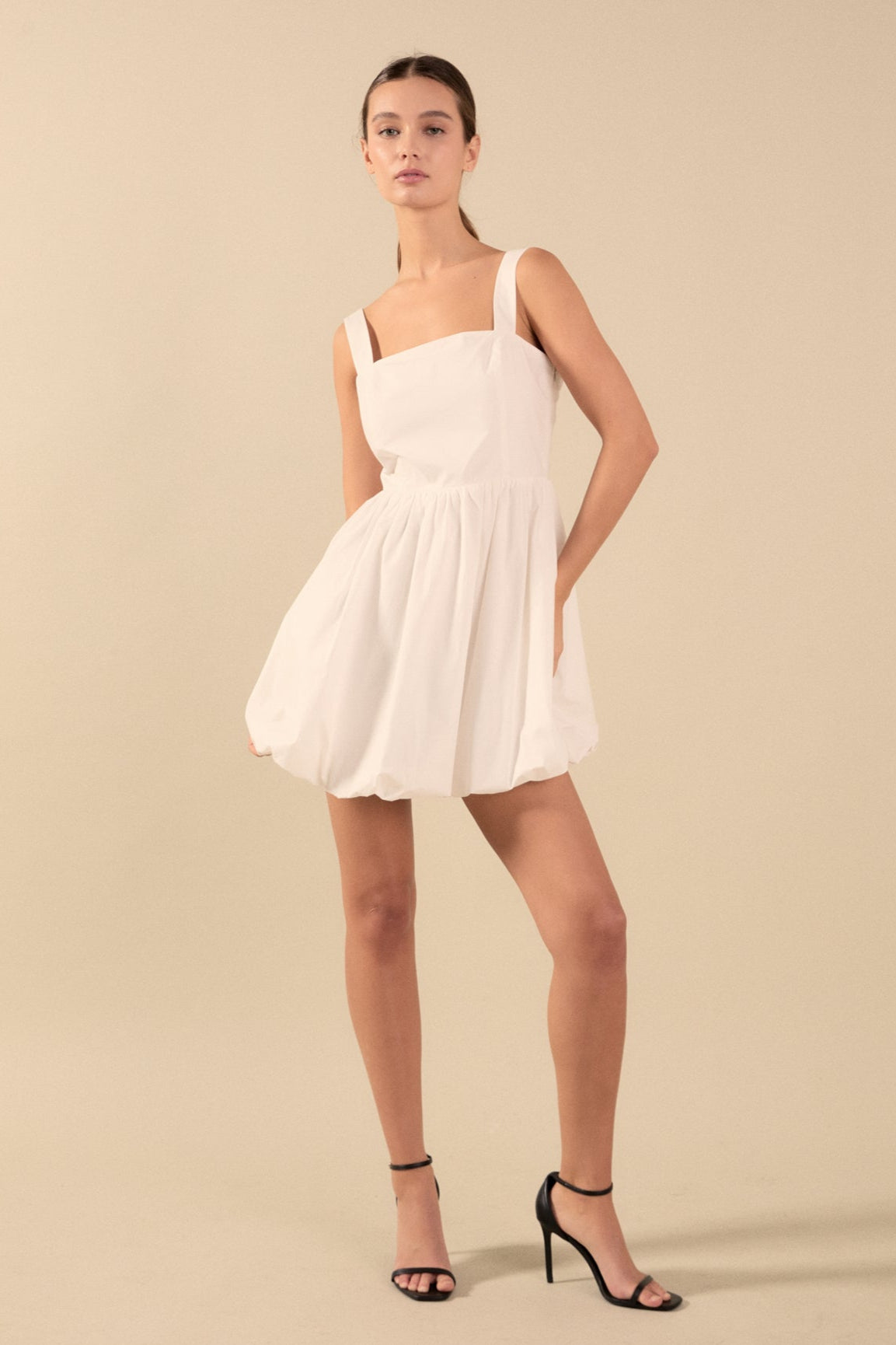 Square neckline shoulder straps mini Dress