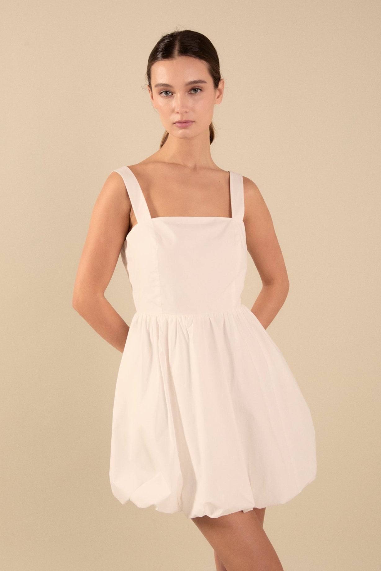 Square neckline shoulder straps mini Dress