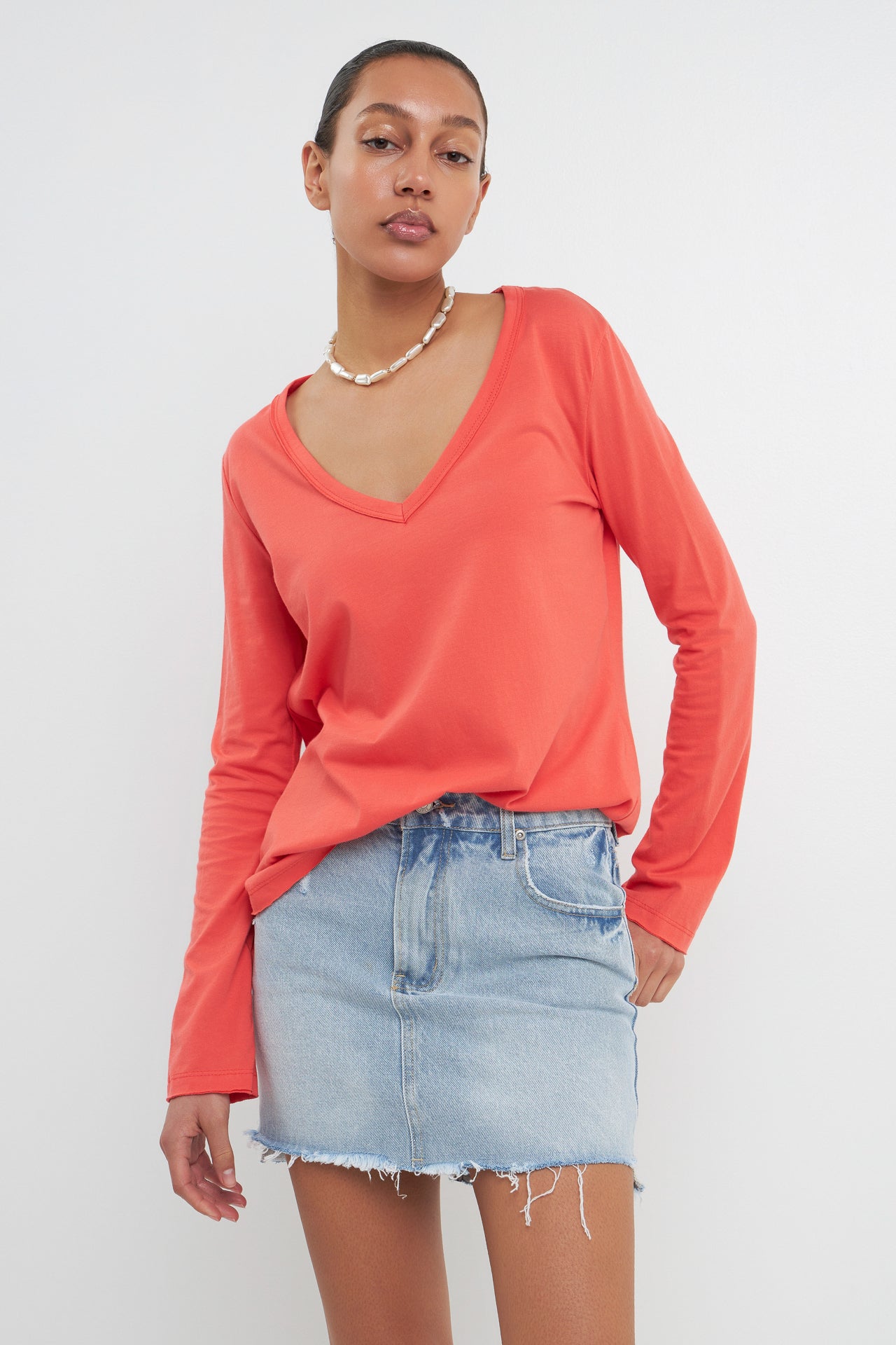 Classic Long Sleeve V Neck Tee