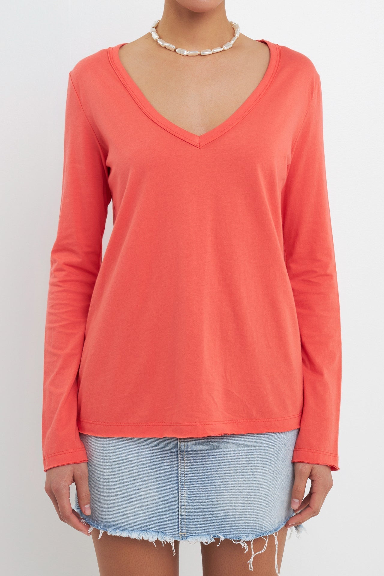 Classic Long Sleeve V Neck Tee