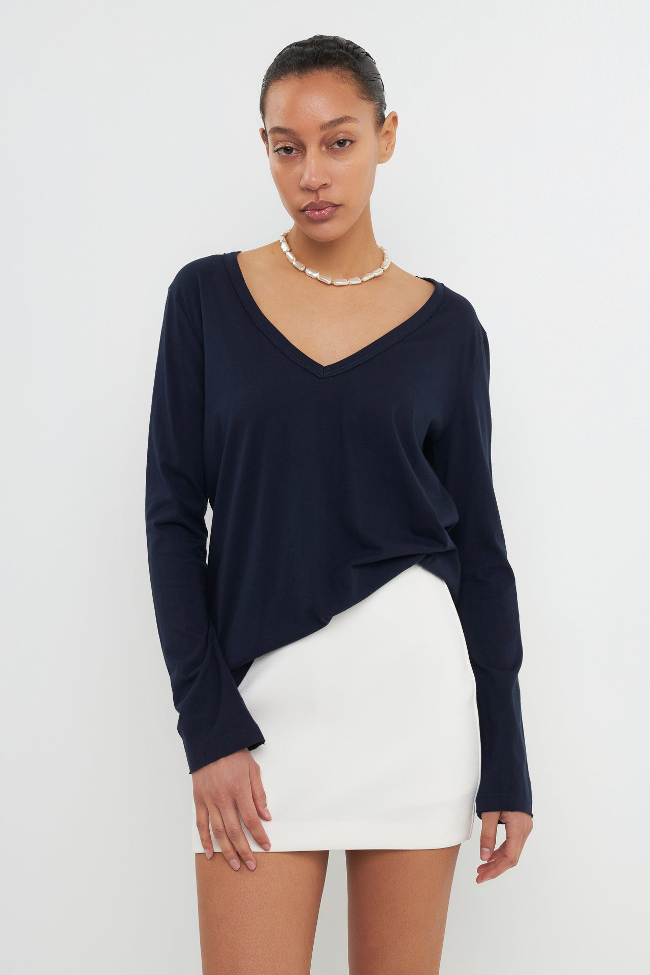Classic Long Sleeve V Neck Tee