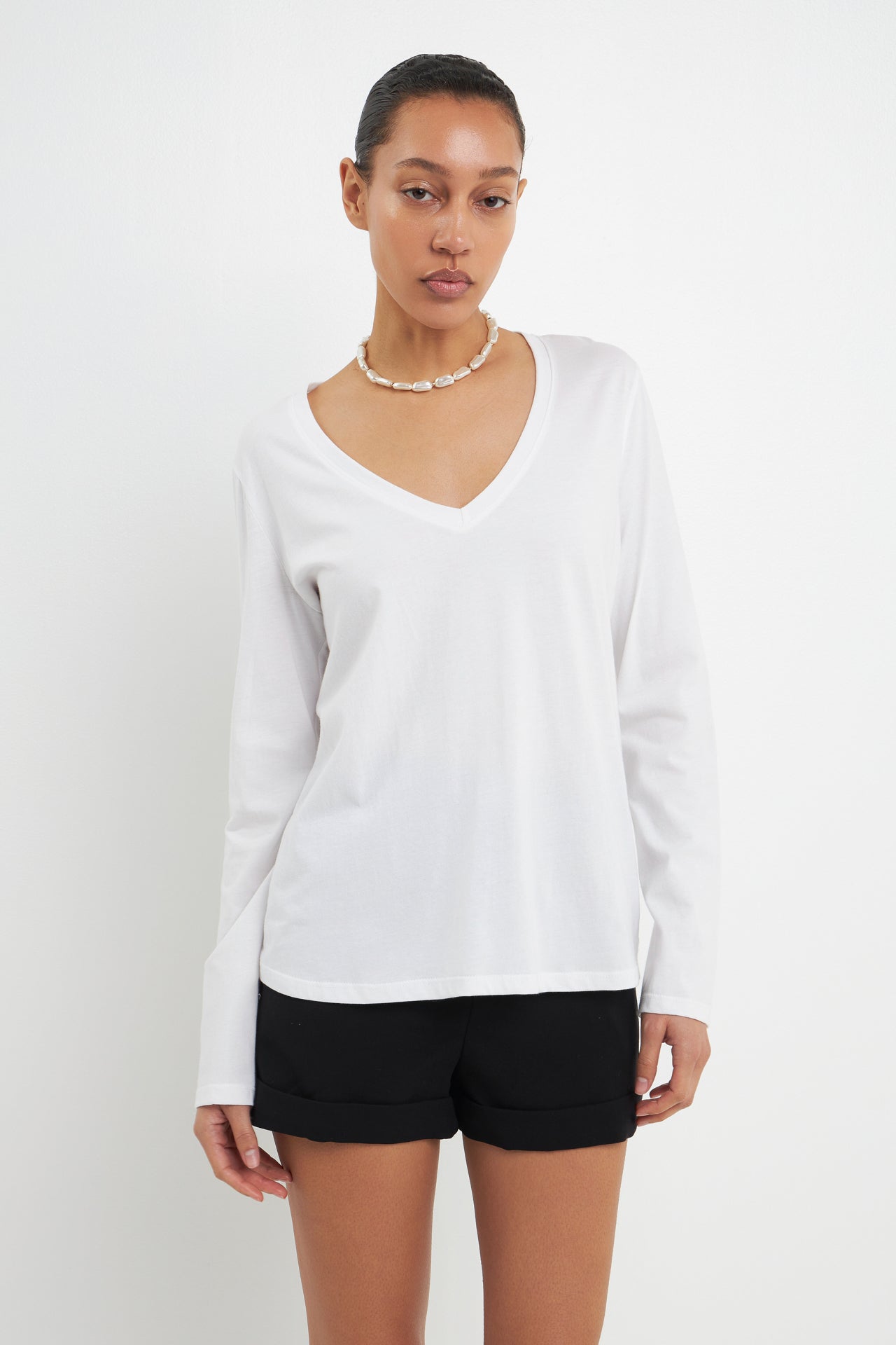 Classic Long Sleeve V Neck Tee