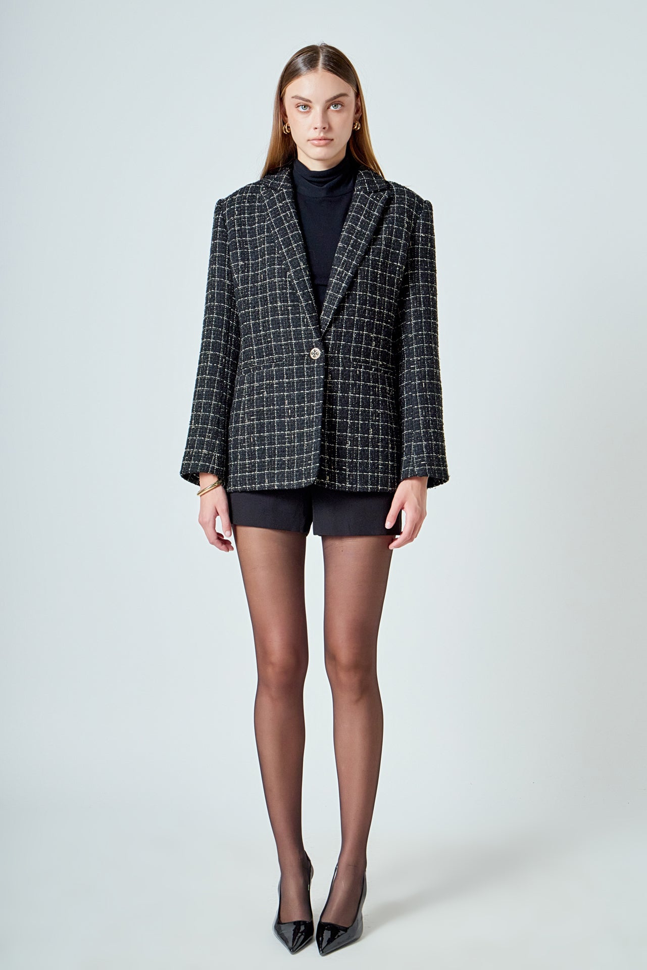 Tweed Single Breasted Blazer