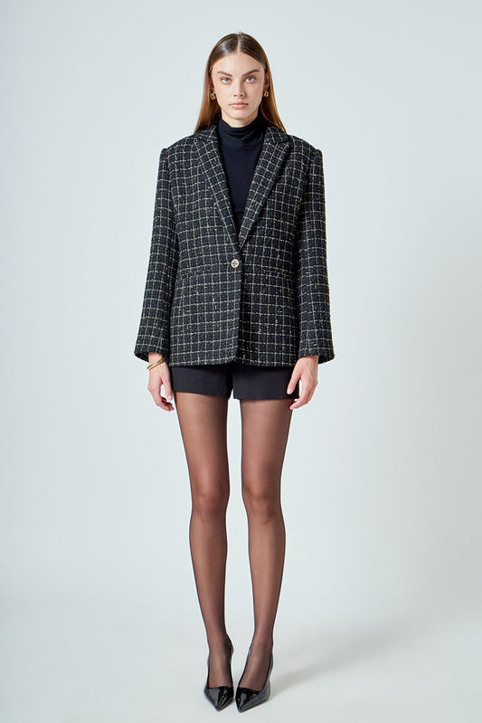 Tweed Single Breasted Blazer