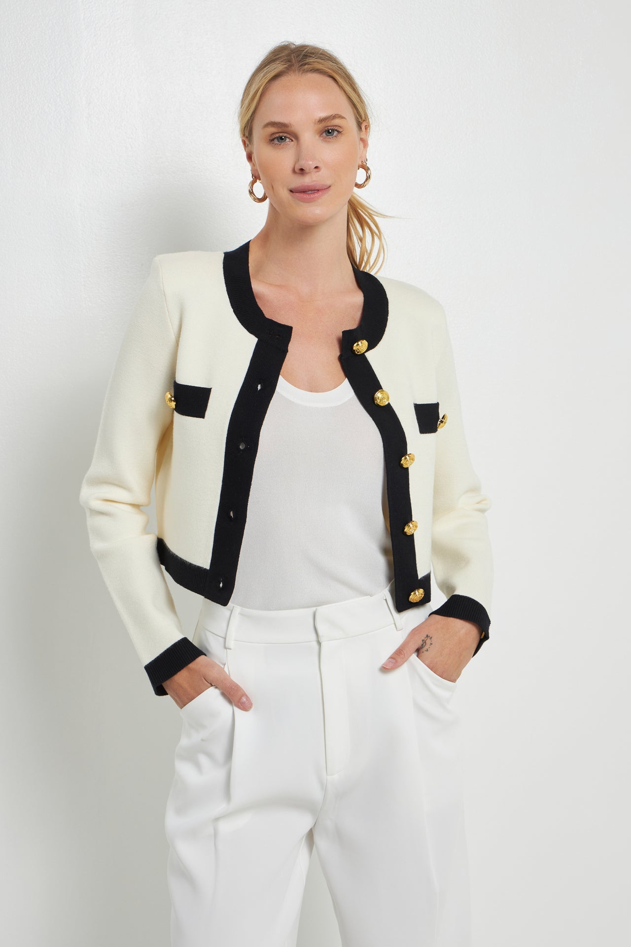 Cropped Button-Up Cardigan