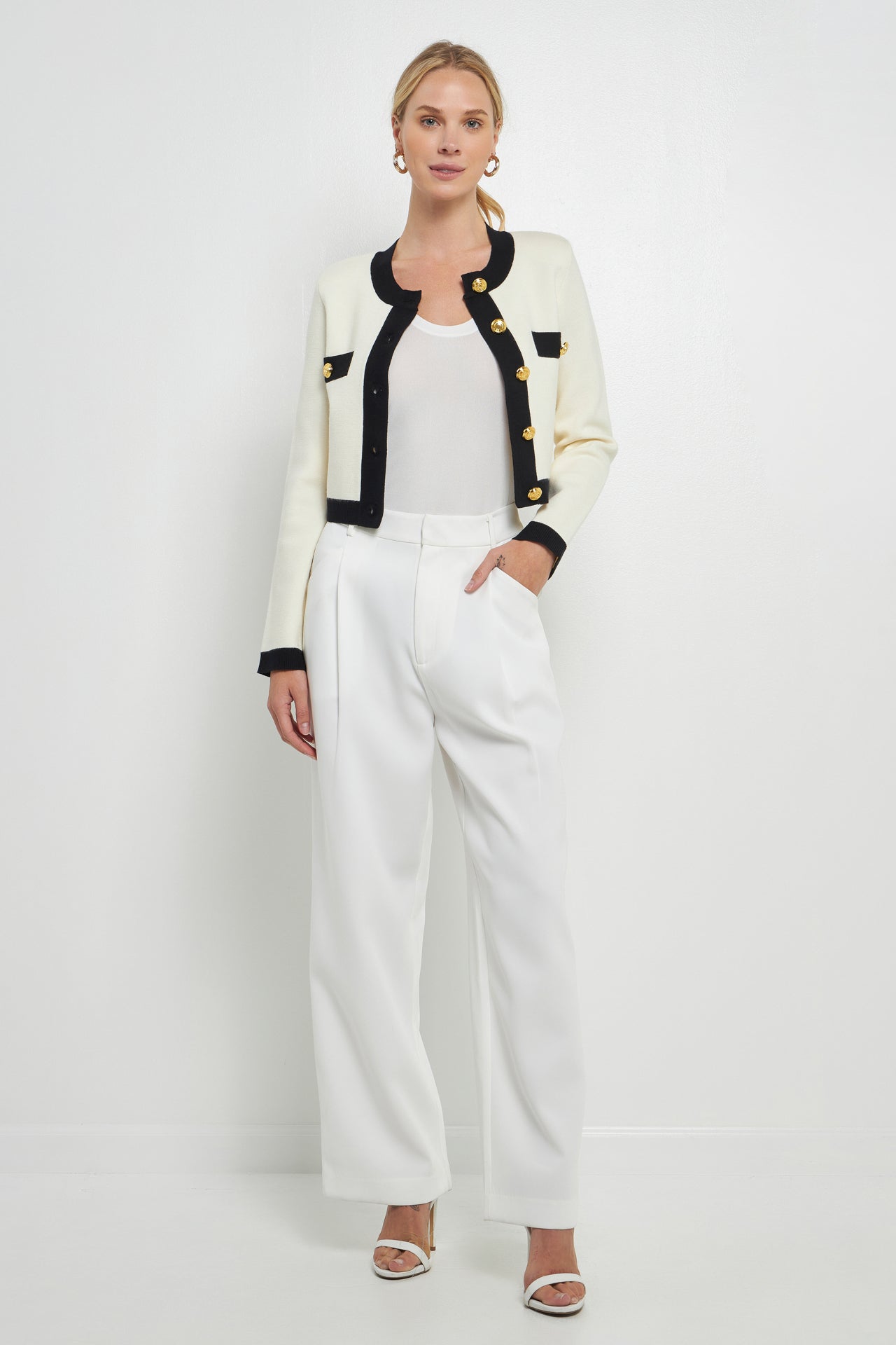 Cropped Button-Up Cardigan