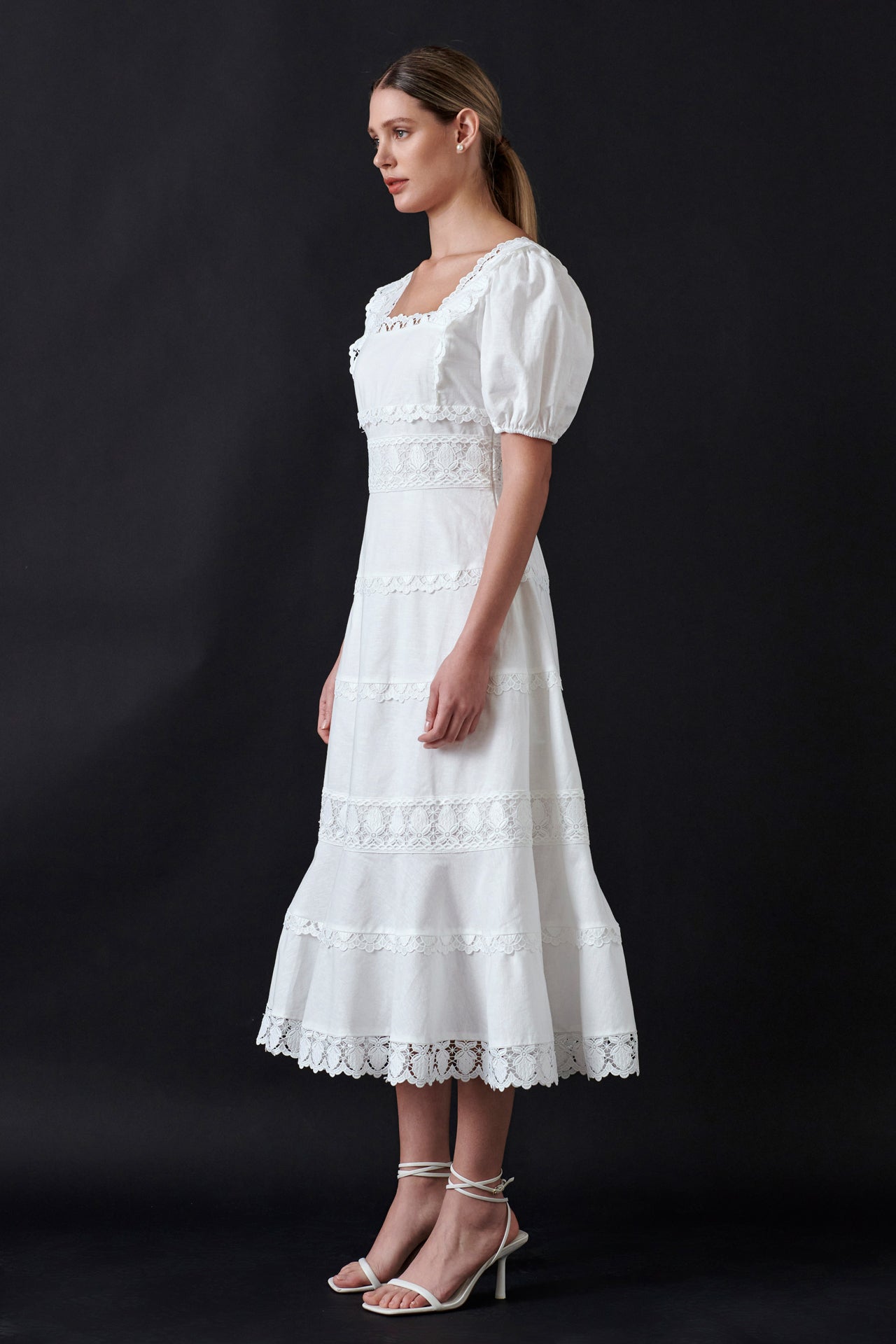 Multi Lace Linen Maxi Dress
