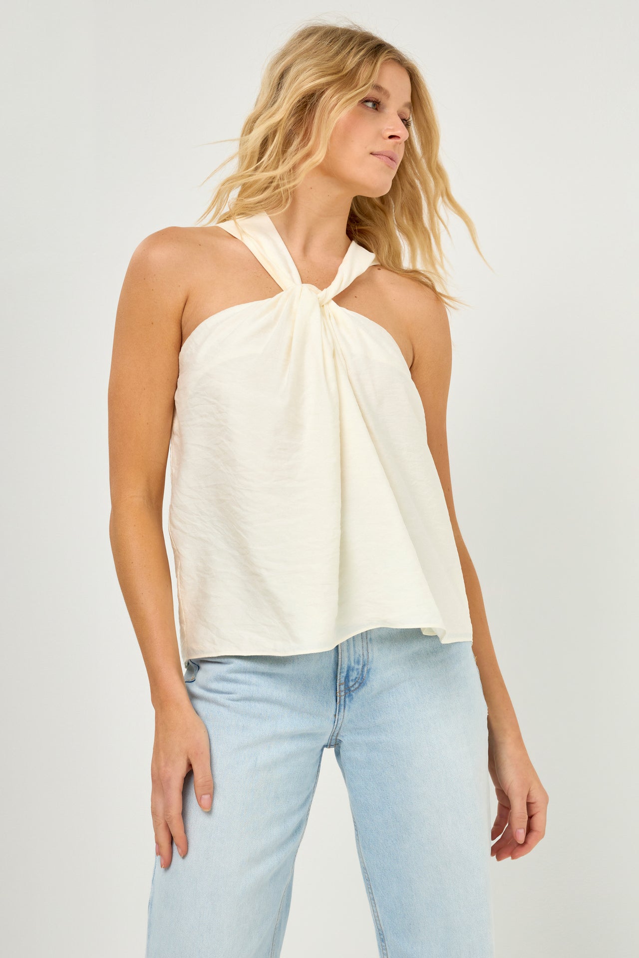 Loop Halter Neck with Cross Back Detail