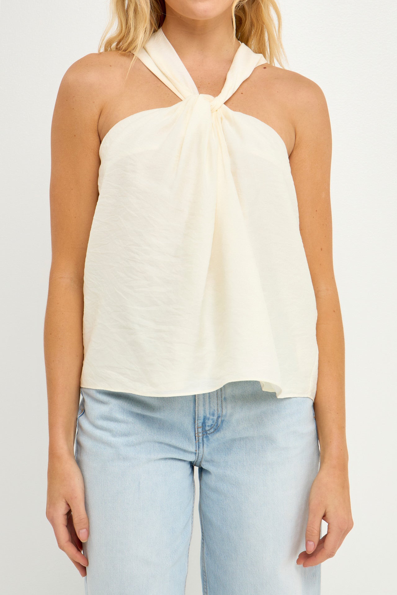 Loop Halter Neck with Cross Back Detail
