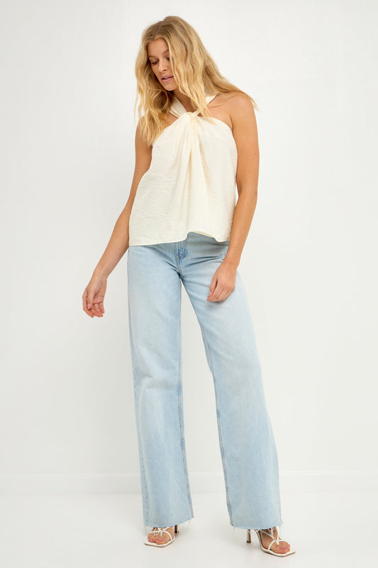 Loop Halter Neck with Cross Back Detail