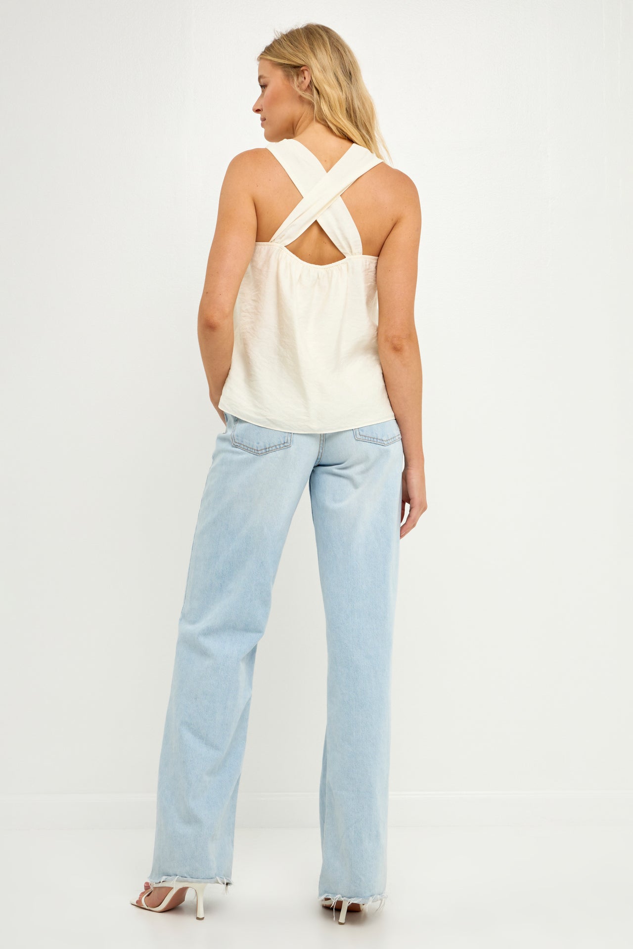 Loop Halter Neck with Cross Back Detail