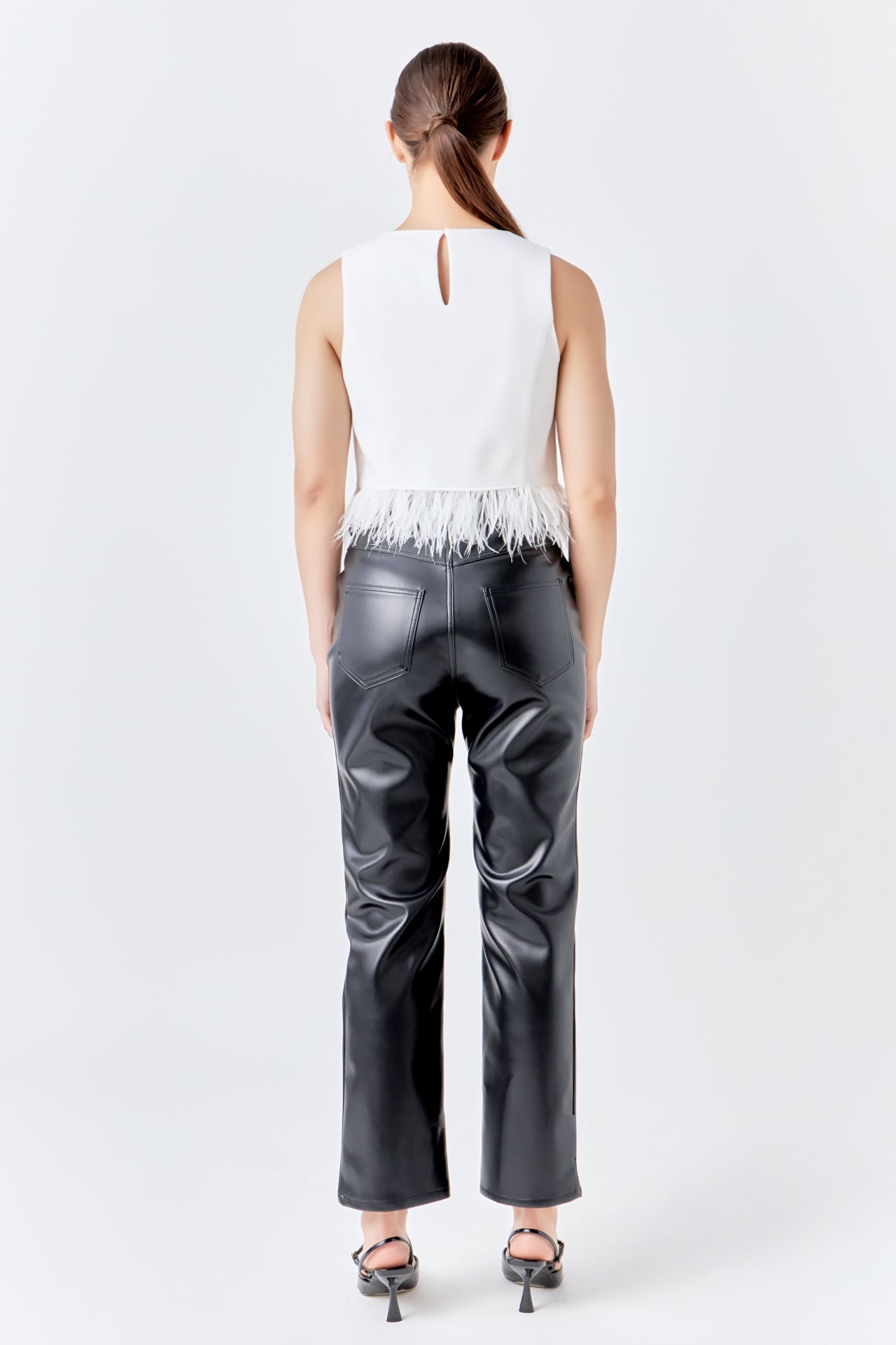 Feather Trim Tie Top