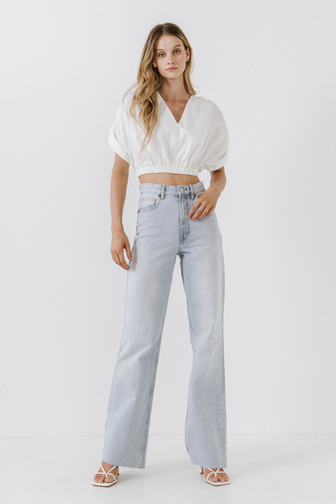 Cotton Drop Shoulder Crop Top