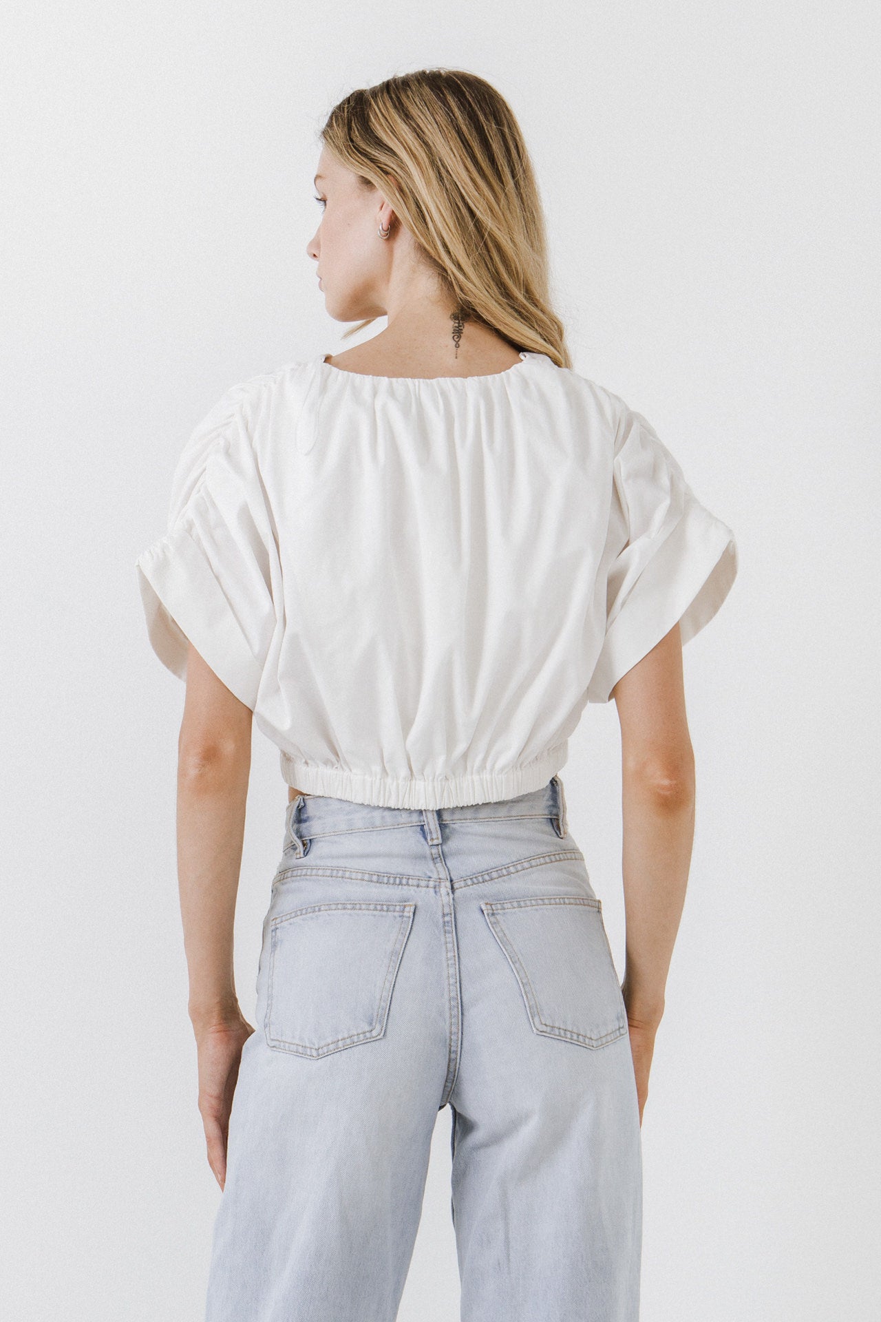 Cotton Drop Shoulder Crop Top